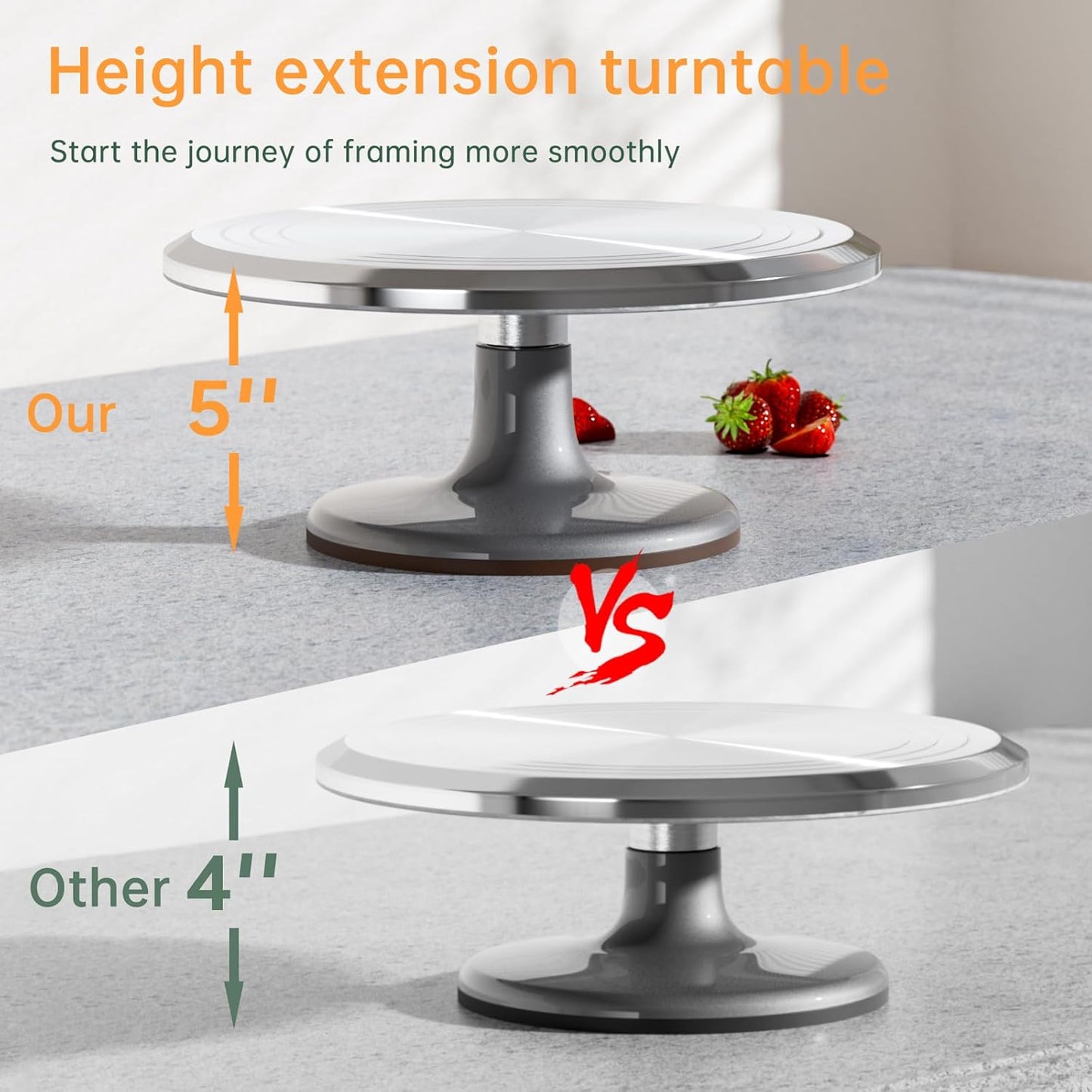 12 Inch Round Aluminum Tall Revolving Cake Decorating Stand,Cake Turntable, Rotating Cake Stand,Cake Spinner Turntable for Decorating,Cake Turntable for Decorating,Professional Cake Decorat Spin Kit