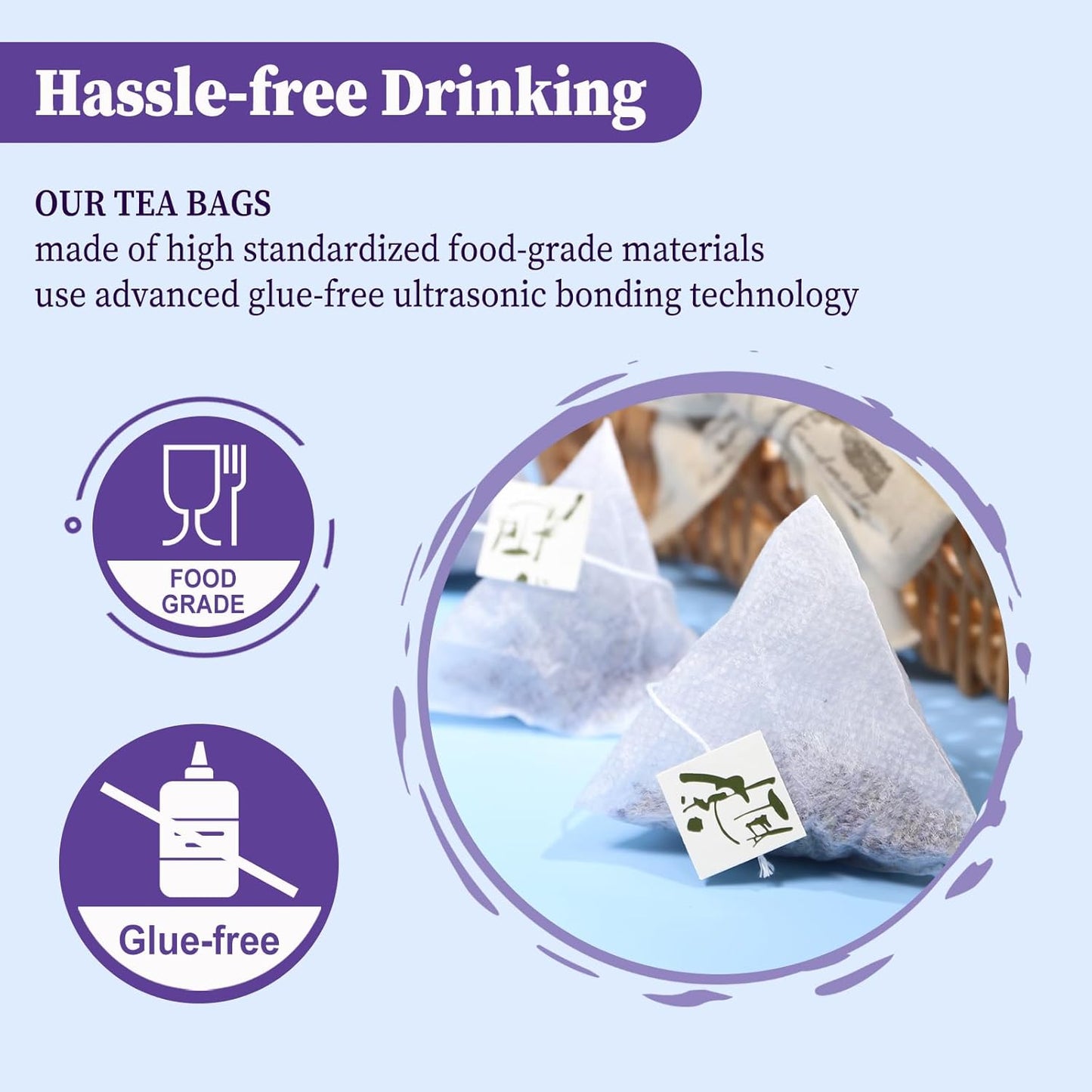 FullChea - Lavender Tea Bags, 50 Teabags - Pure Lavender Flowers for Relaxation - Caffeine-Free Floral Tea for Sleep & Wellness