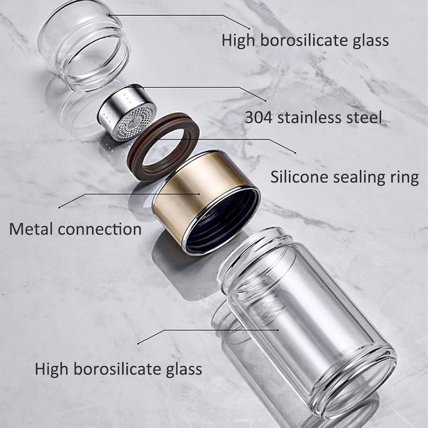 QUROXO 2025 New Tryteava Glass Infuser, Teava 3-In-1 Smart Tea Infuser with Cup Brush, Double-Layer Borosilicate Glass Tryteava Tea infusers Separation Cup (Pink, 420ml (14oz))