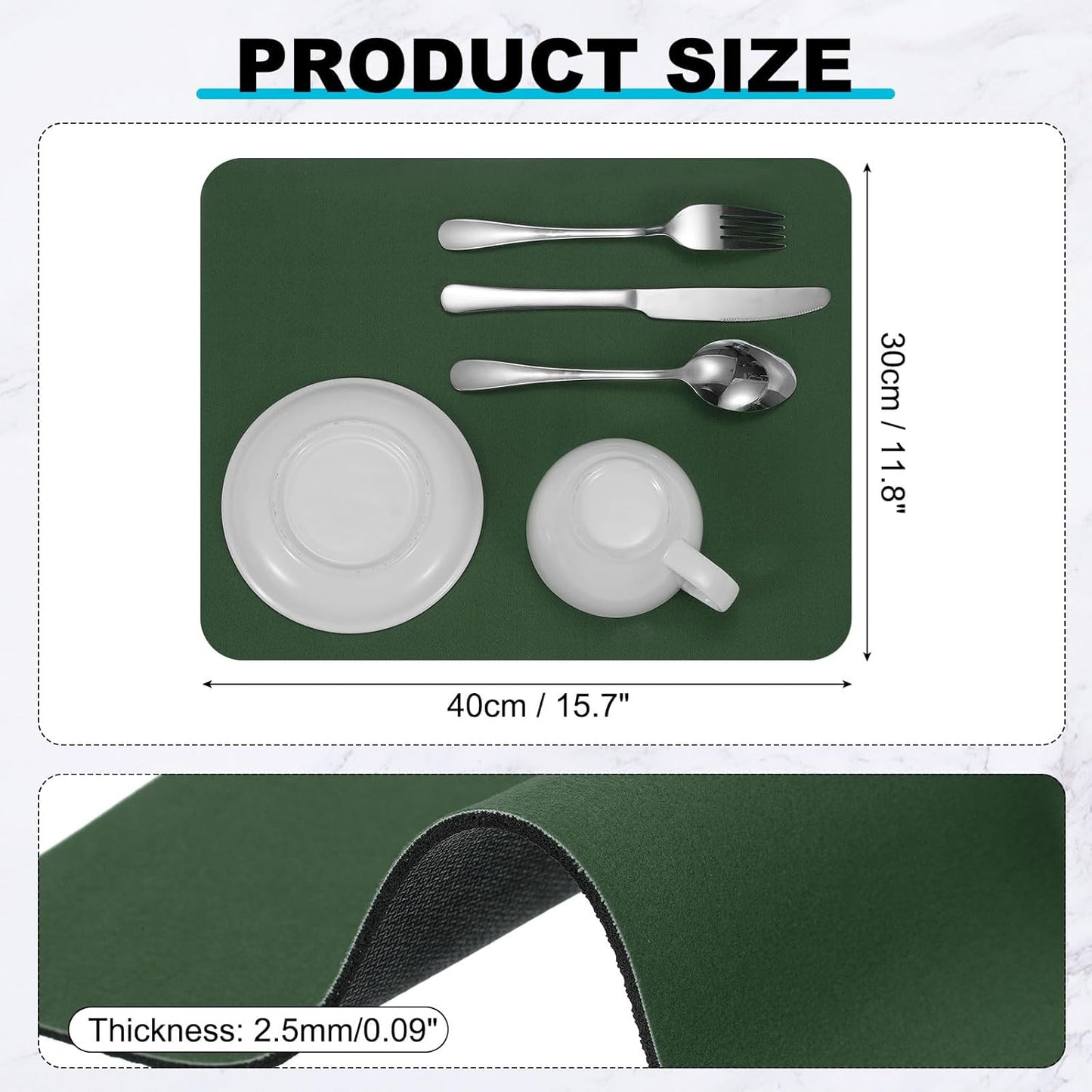 uxcell Silicone Mats for Kitchen Counter, 15.7" x 11.8" Non-Slip Countertop Protector Mat Heat Resistant Coffee Mat Waterproof Table Placemat, Dark Green