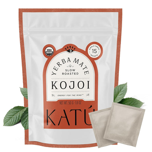 Katú Kojoi Tea Bags - Premium USDA Organic Yerba Mate Tea, Slow Roasted, Unsmoked, Air Dried, Loose-Leaf, Aged, Natural Energy - 15 Count