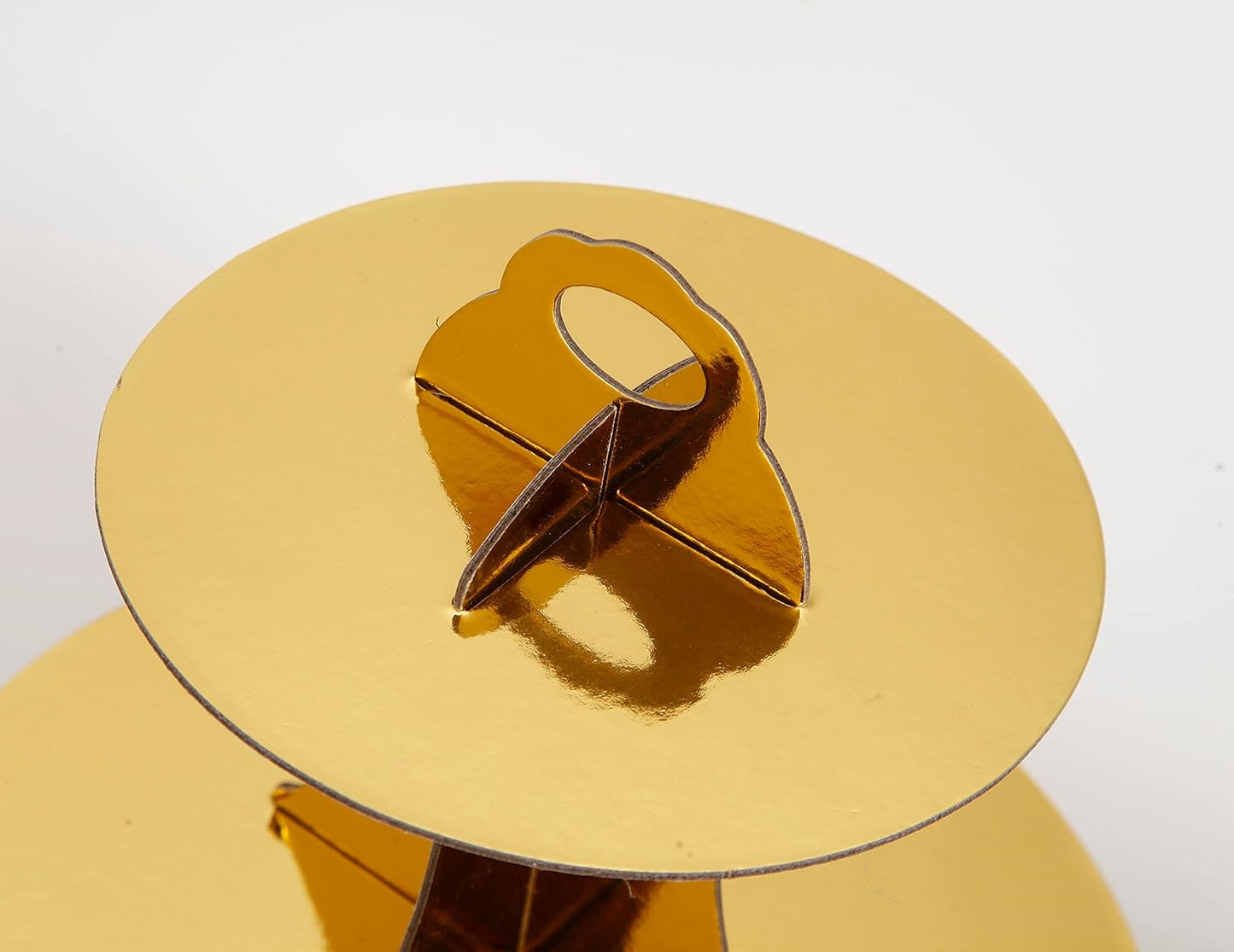 3-Tier Cupcake Stand, Gold Cardboard Cake Stand Holder, Tiered DIY Cupcake Stand Tower for Dessert Table Displays, Birthday Theme Party Favors Decoration, Floral Tea Party, 12" W x 12.8" H