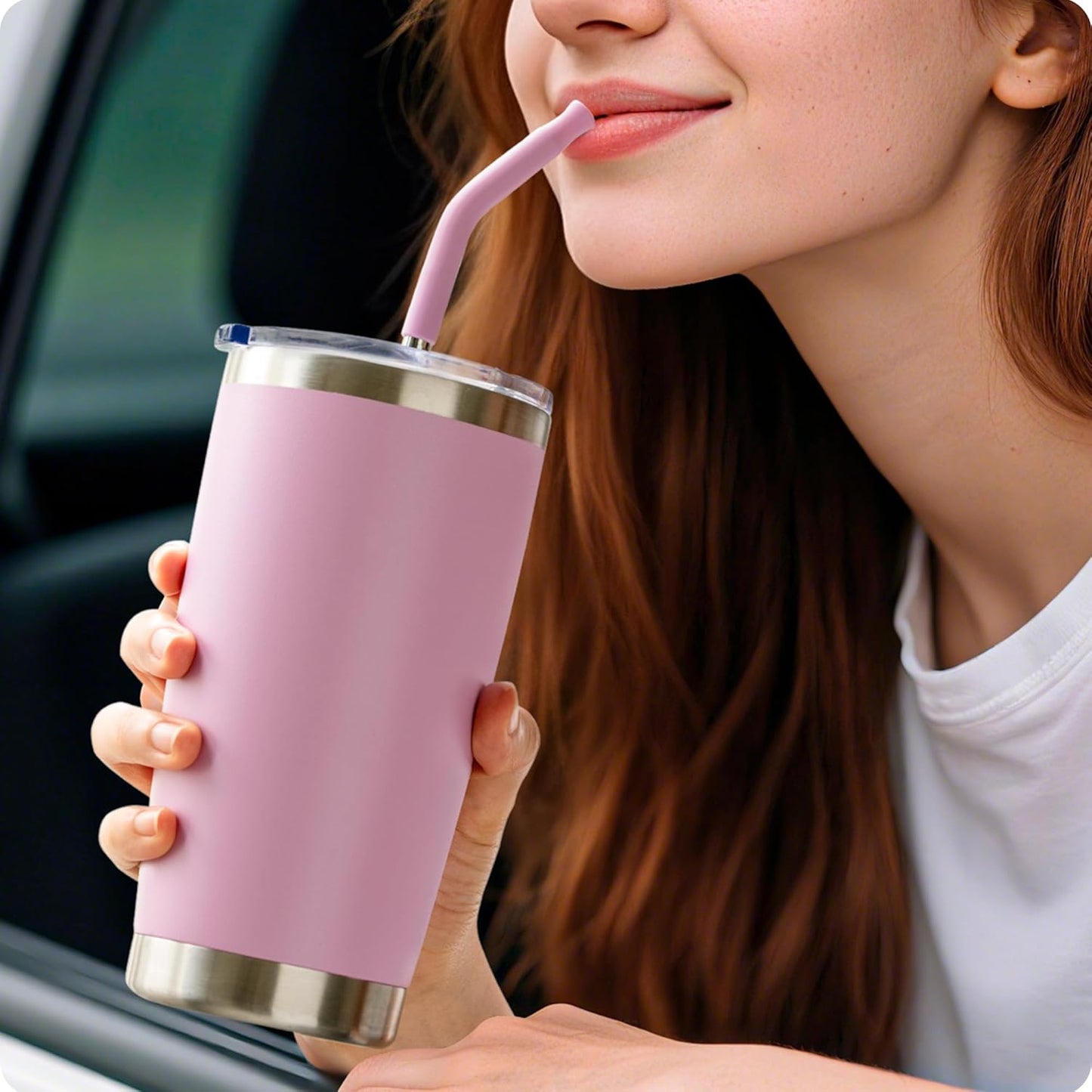 Stainless Steel Straws for 20 oz YETI Tumbler, 4 Pcs Metal Straws Reusable with Silicone Tip for 20 oz Stanley Cup and 16 oz Glass Cups(Color 1)