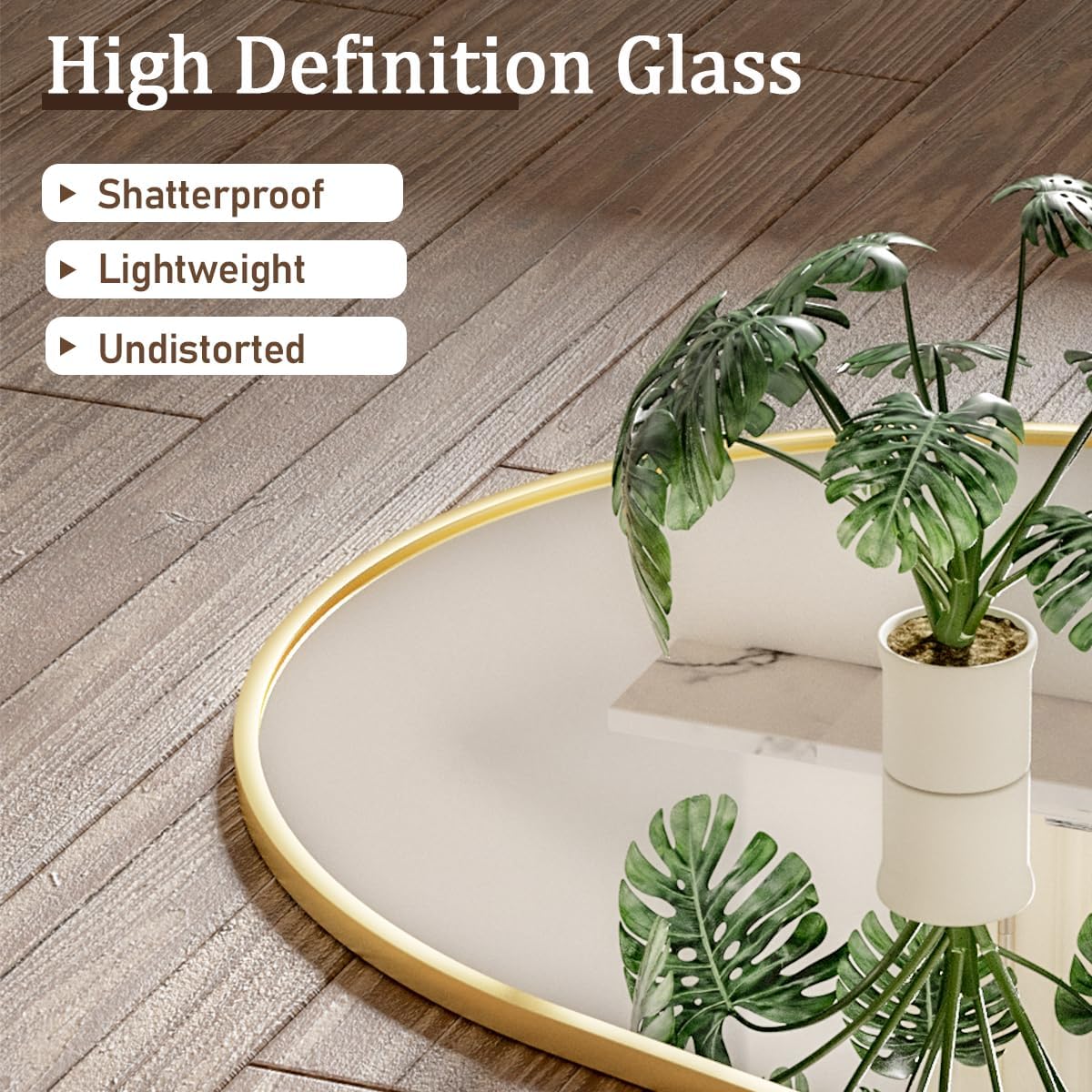 VooBang Oversized Full Length Mirror, 76" x 34" Arch Floor Mirror with Stand, Aluminum Alloy Frame Full Body Mirror for Bedroom Bathroom Living Room Decor, Gold