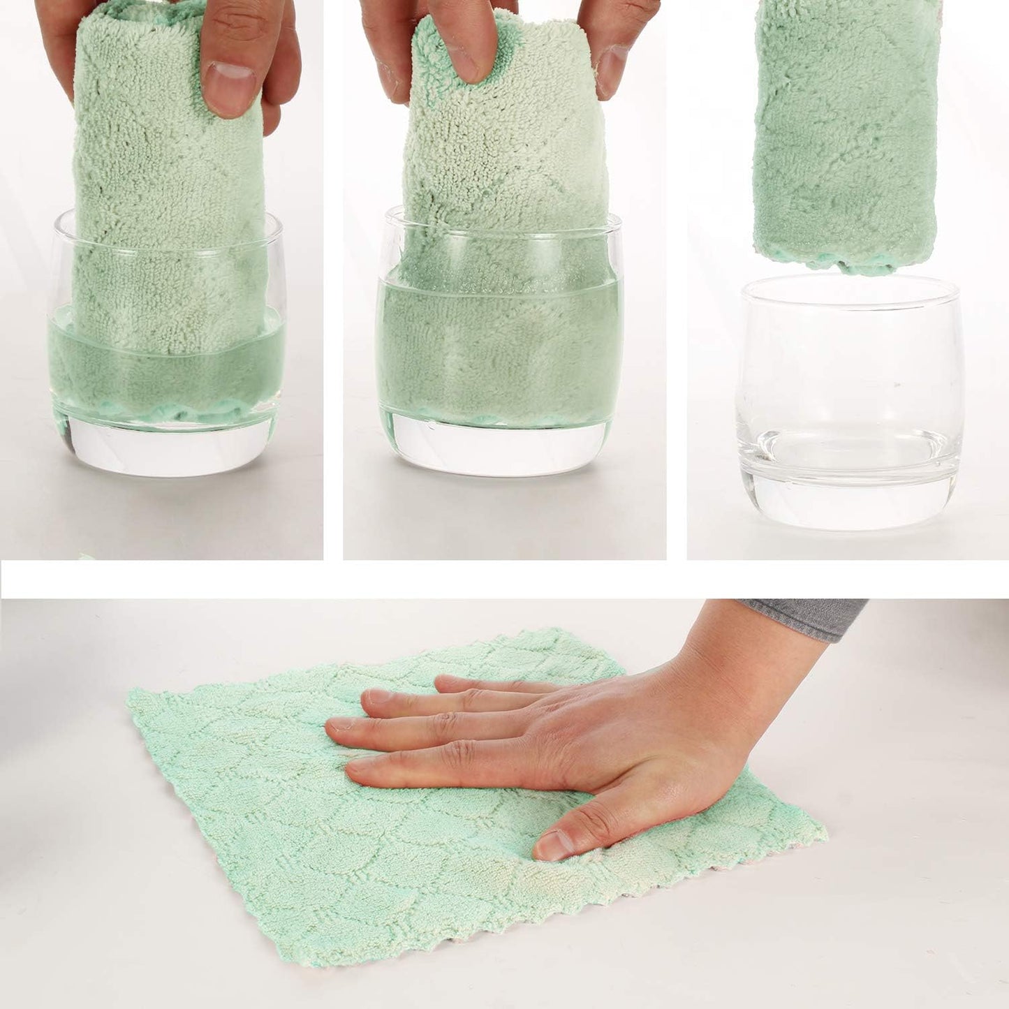 kimteny Cleaning Cloths Kitchen Towels Microfiber Washcloths Lint Free Dish Cloth Reusable Dishtowels Household Super Absorbent Fast Drying, 10"x10", Pack of 5 (Pink-Green)