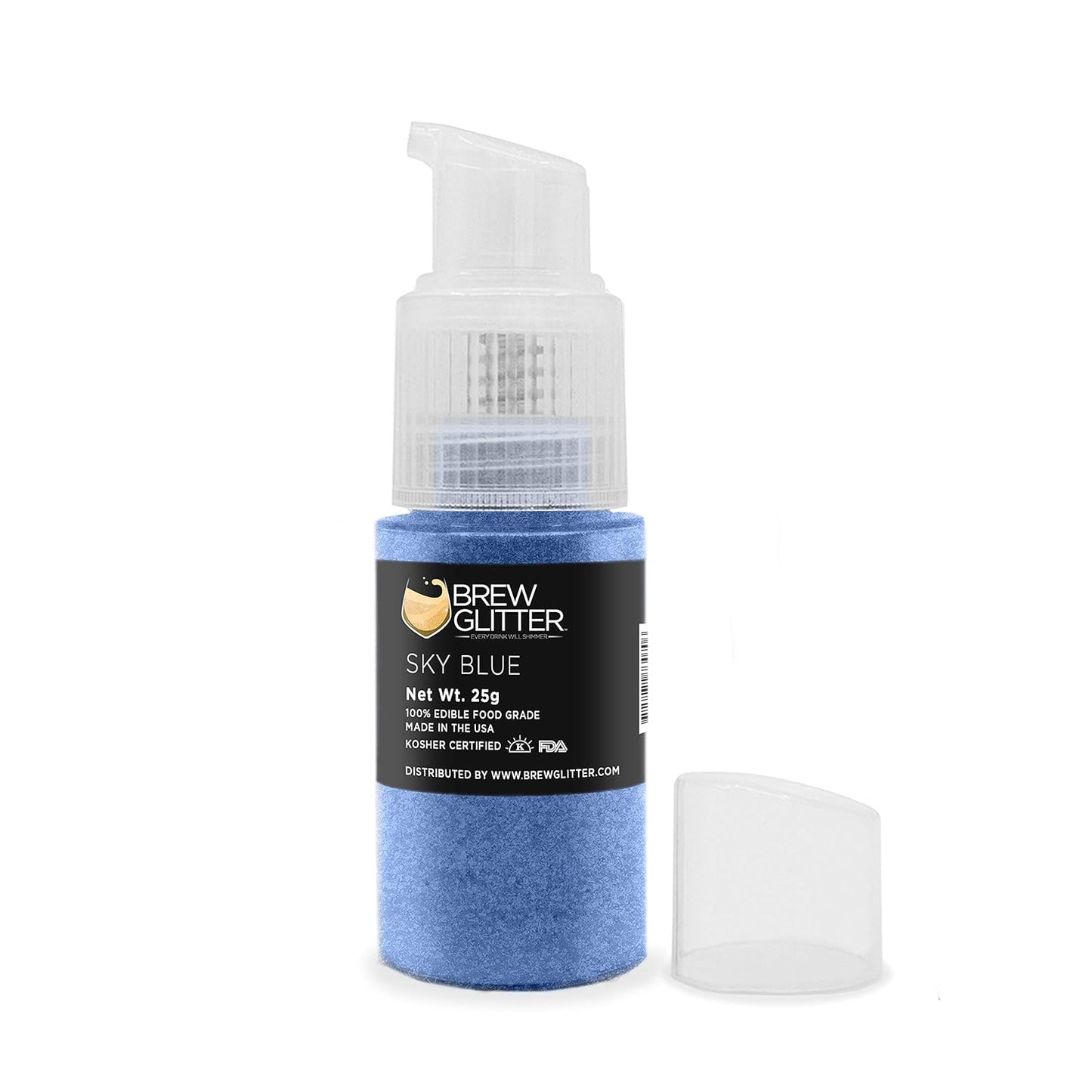 Sky Blue BREW GLITTER Edible Glitter For Drinks, Cocktails, Beer, Garnish Glitter & Beverages | KOSHER & HALAL Certified | 100% Edible & Food Grade | Vegan, Gluten, Nut Free (25g Spray Pump, Sky Blue)