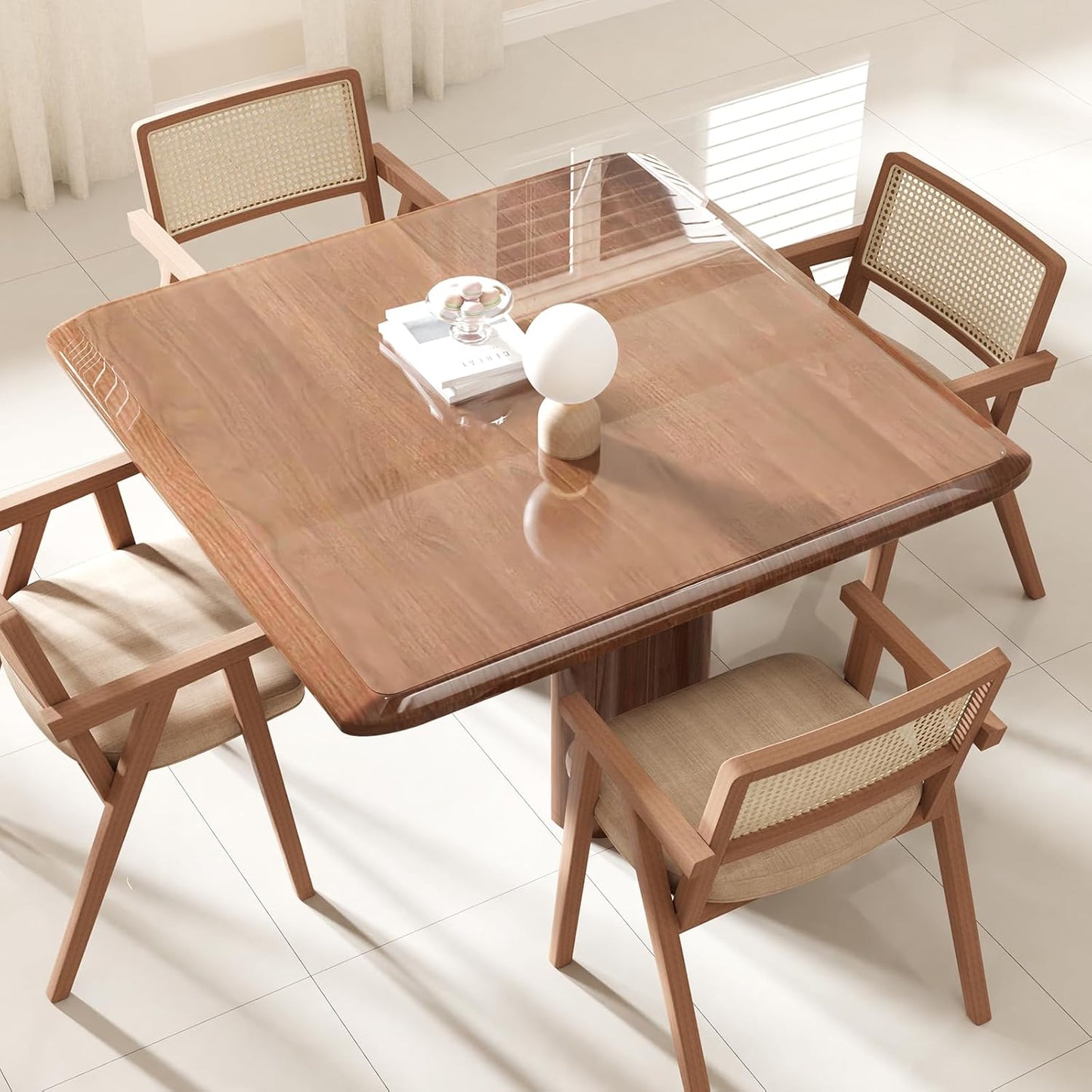 Crystal Clear Plastic Table Cover Protector, 30" x 60" Spill Resistant Easy Flat PVC Desk Pad Mat, 1.5mm Thick Rectangle Vinyl Table Top Protector for Dining Room Table, Office, Dresser