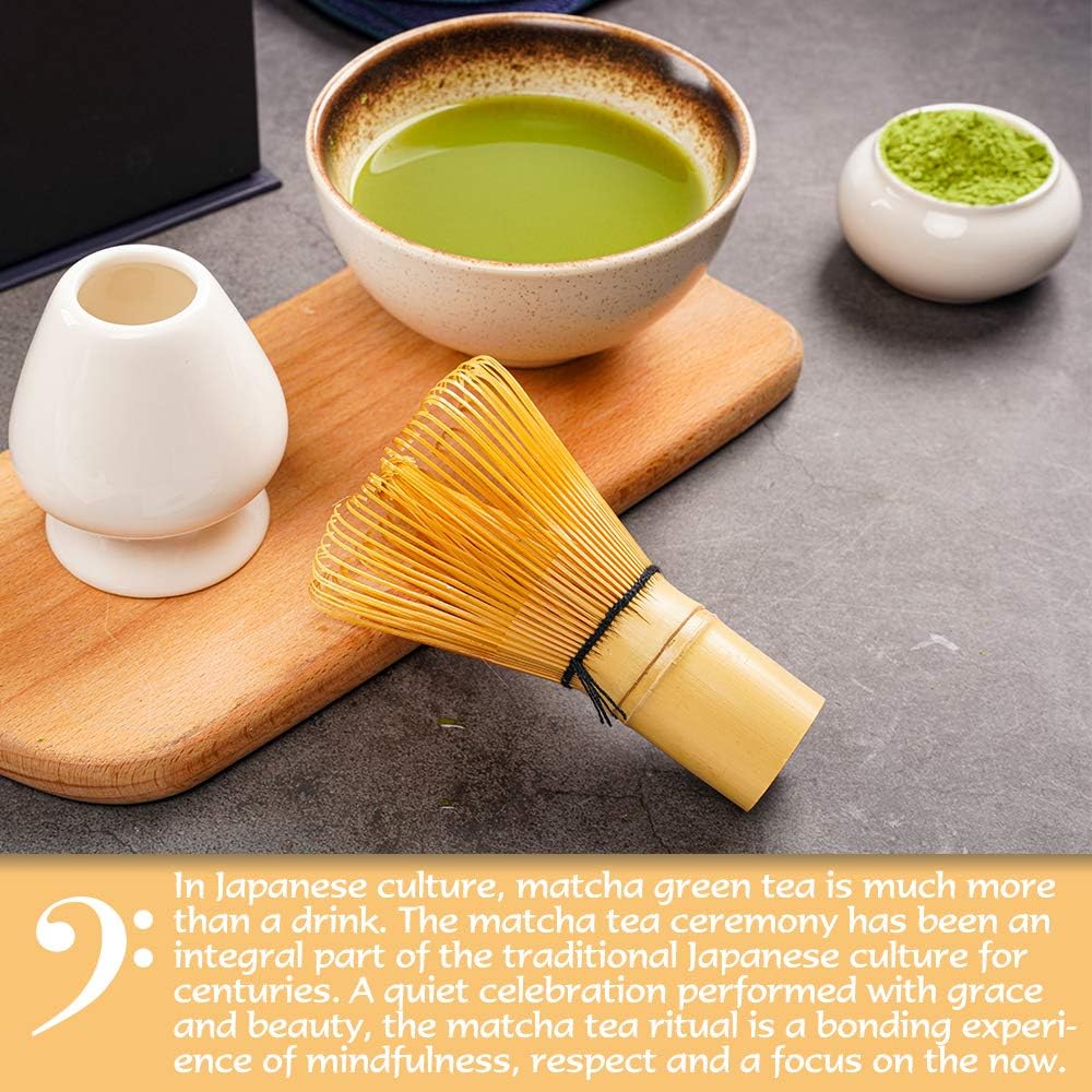 Bamboo Matcha Whisk and Bowl Set - Authentic Matcha Kit for Traditional Tea, 9 Pcs