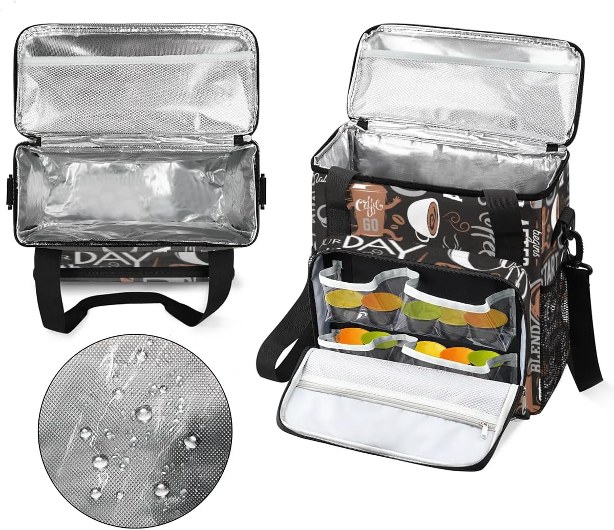 coffee cup coffee beans gray Coffee Maker Carring Bag Travel Carrying Storage Tote Bag Compatible Portable Single Serve Coffees Brewer Case with Pockets for K-cup Pods