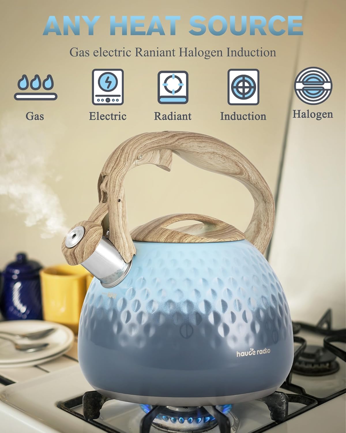 Tea Kettle, Loud Whistle Tea Kettles for Stovetop,Food Grade Stainless Steel Tea kettles for Stove Top with Anti-hot Ergonomic Handlefor Tea, Coffee, Milk,2.5QT