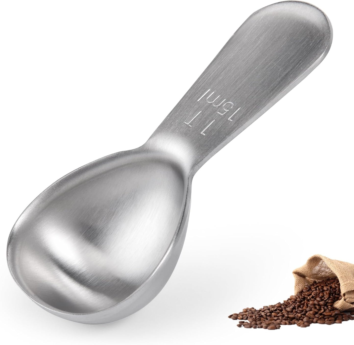 Doosu 1 Tablespoon Coffee Scoop - 18/8 Stainless Steel Heavy Duty Measuring Spoon with Short Handle, Food Grade Metal Tbsp Scoop for Ground Coffee Beans Tea Sugar Powder (15ml)