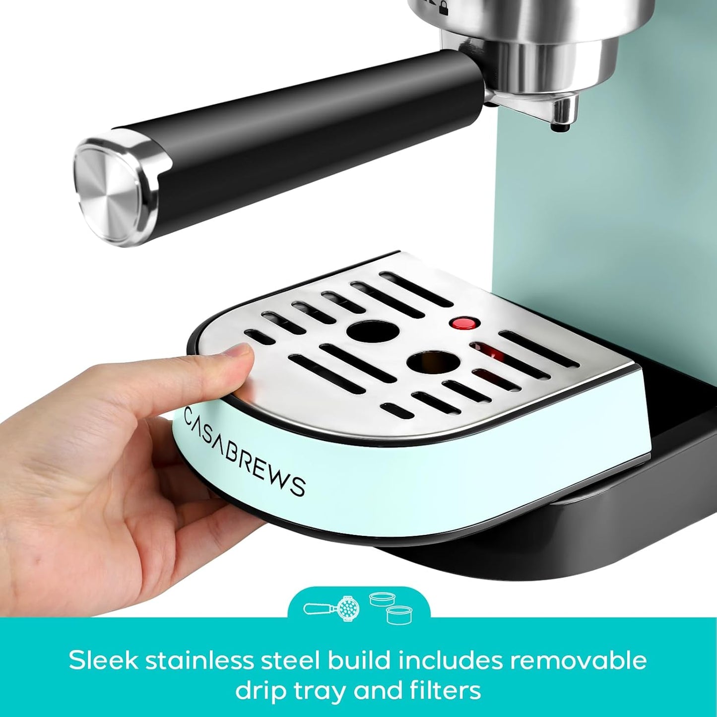CASABREWS CM5418 Espresso Machine 20 Bar, Cappuccino Machine with Milk Frother Steam Wand, Stainless Steel Espresso Maker for Home, Espresso Coffee Machine with 34oz Removable Water Tank, Pastel Green