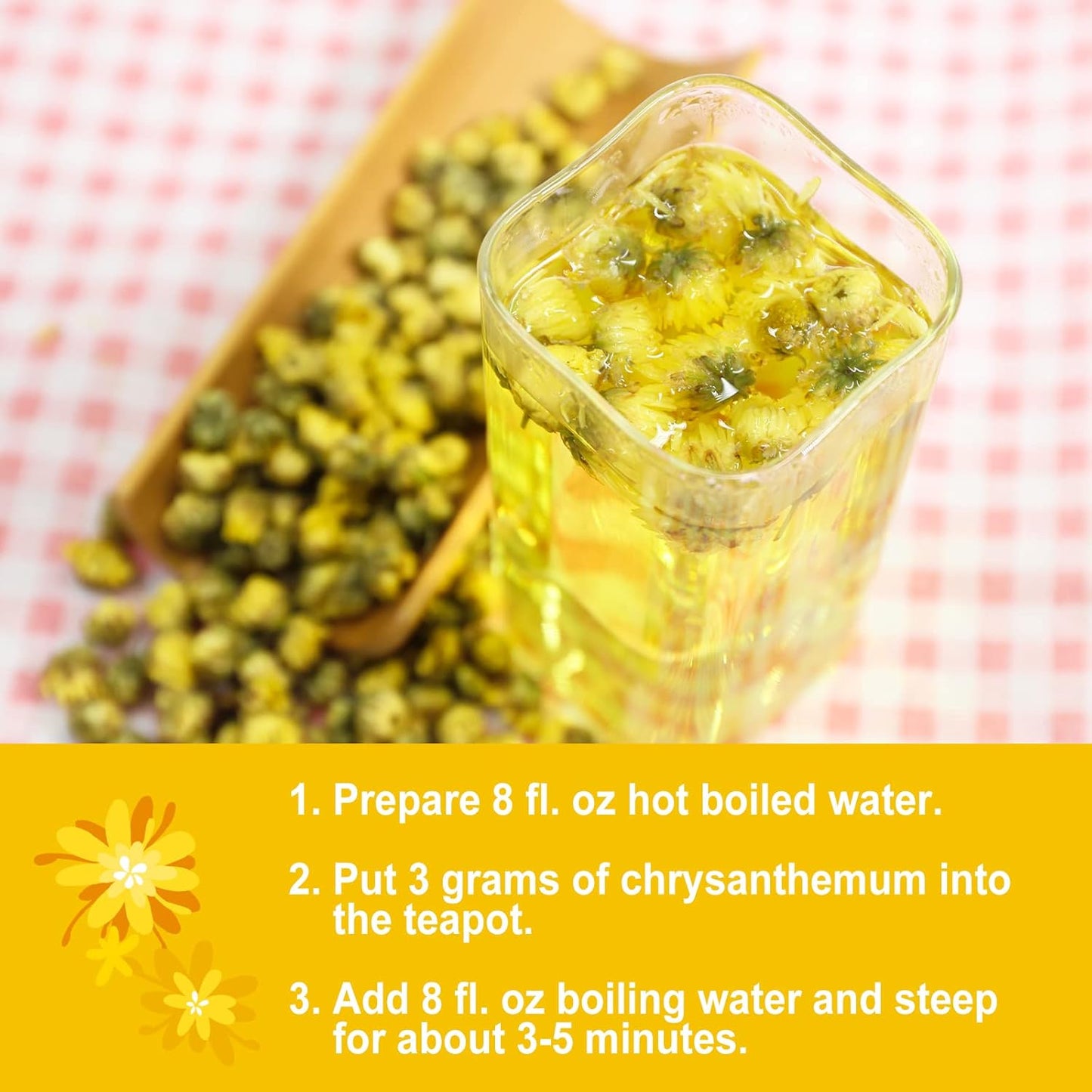 Olvvla - Chrysanthemum Tea - 4oz/114g - Top Grade Natural Dried Fetal Chrysanthemum Flowers - Health Tai Ju Herbal Tea - Caffeine-free