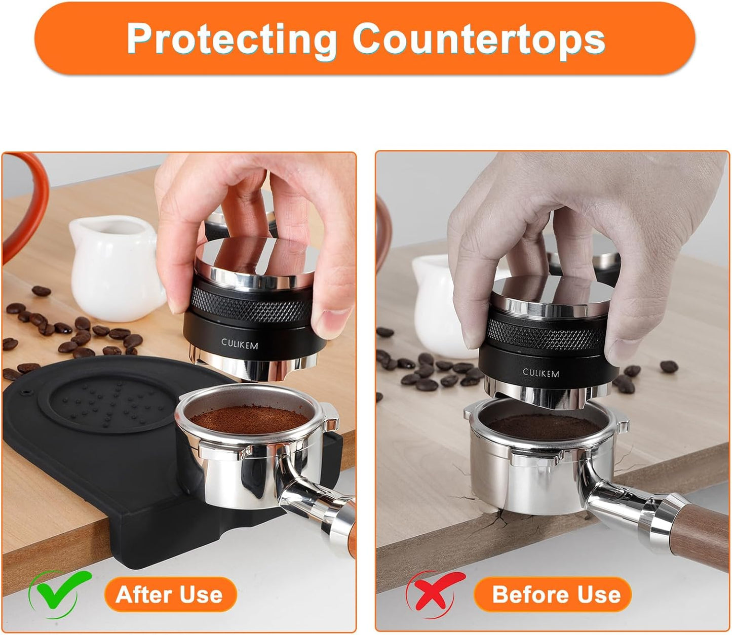 Espresso Tamping Mat Coffee Tamper - CULIKEM Coffee Tamper Mat for Espresso Machine Accessories, Food Safe Silicone Espresso Tamper Mat for Protect Counter