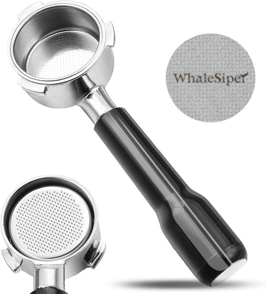 51mm Bottomless Portafilter & Puck Screen, 3 Ears Stainless Steel Head, Only Compatible with De'Longhi EC680, EC685, EC885, and SMEG ECF01, Includes 304 Stainless Steel Filter Basket