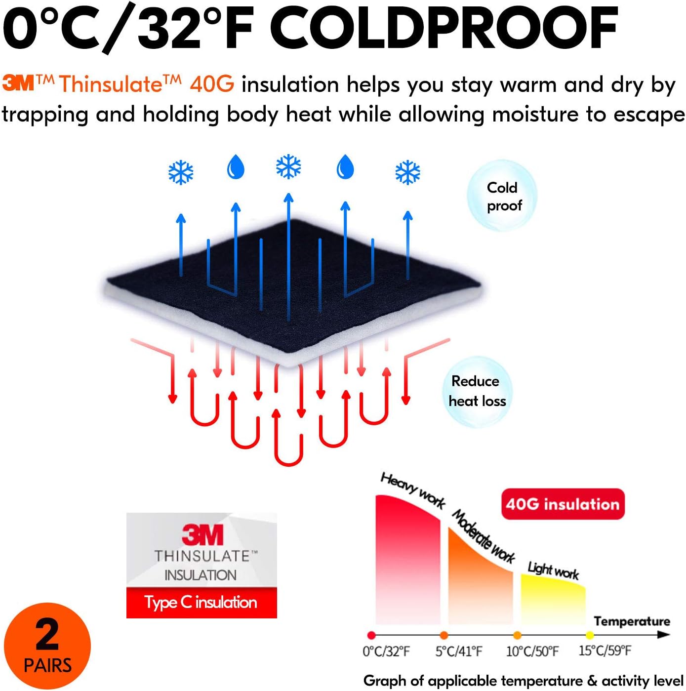Vgo... 2-Pairs 32℉ or Above Lined Winter Cow Grain Leather Work and Driver Gloves (Size L, Cream, CA9501F)
