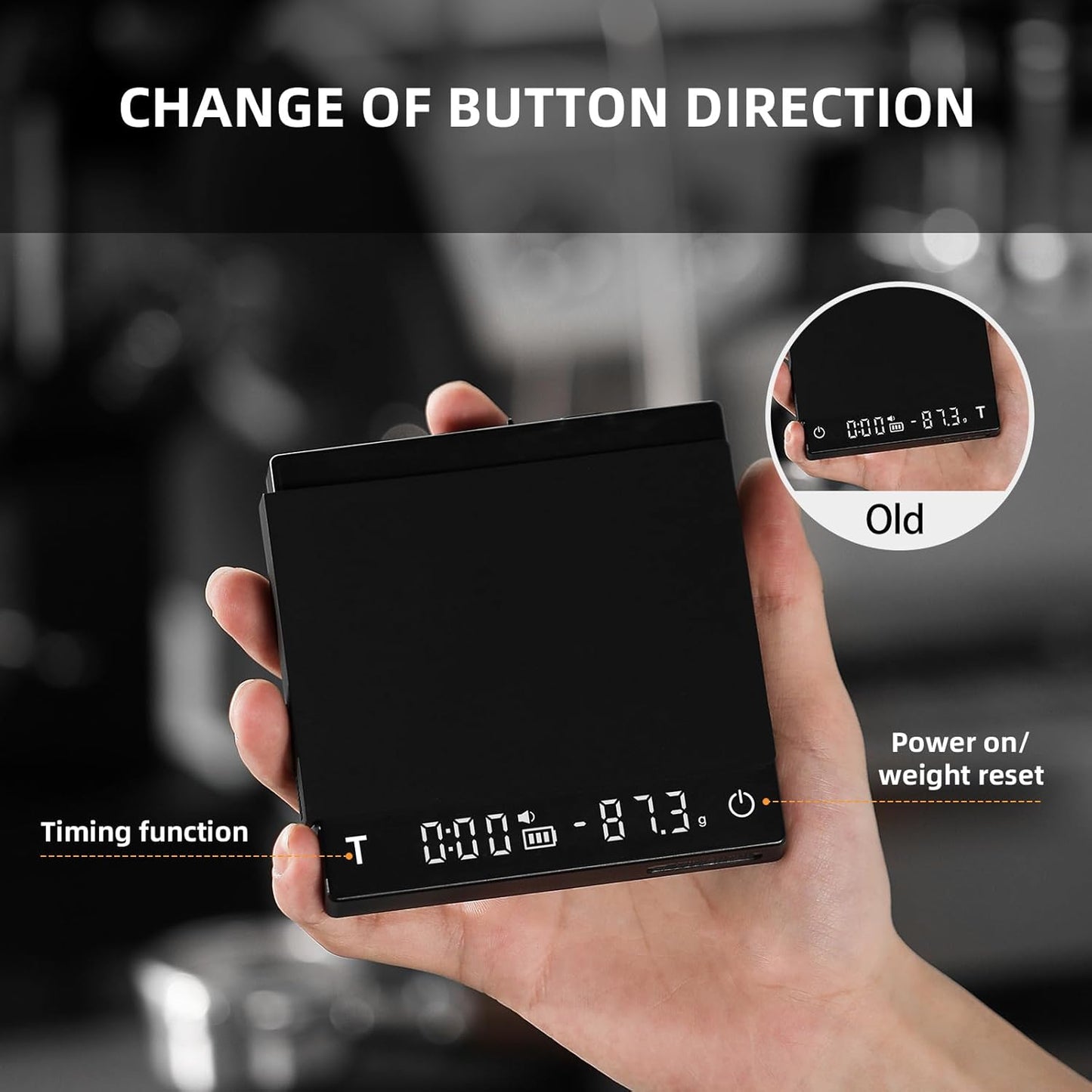 MHW-3BOMBER Espresso Scale with Timer,Small Coffee Scale with Solid-Liquid Detection,Auto Tare Digital Coffee Bean Scale,0.1g Accurate Weighting,2 Mode,Black ES6027B-OS