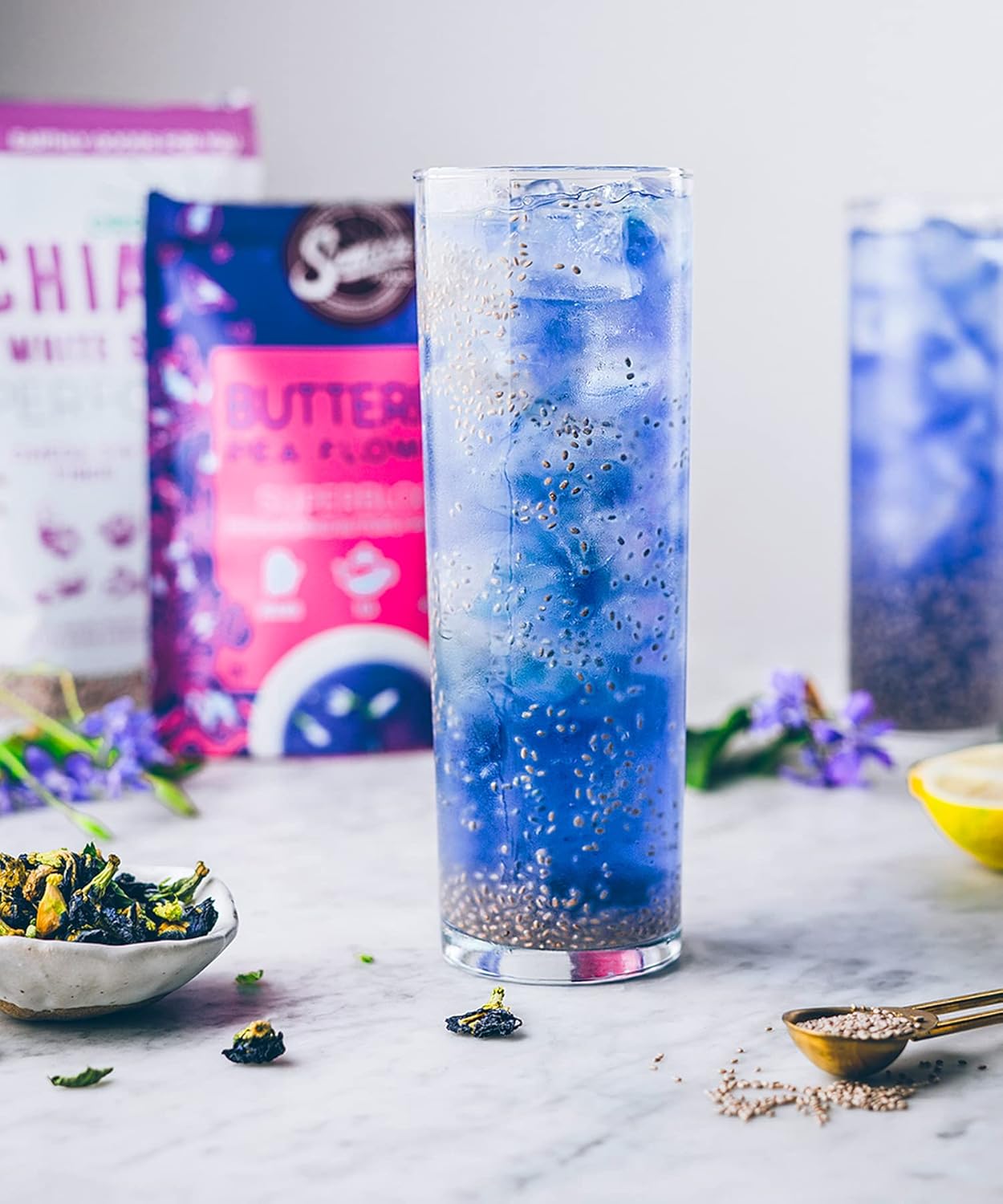 Suncore Foods Dried Butterfly Pea Flowers Bloom, Caffeine-Free Tea, Gluten-Free, Non-GMO, 2oz (1 Pack)