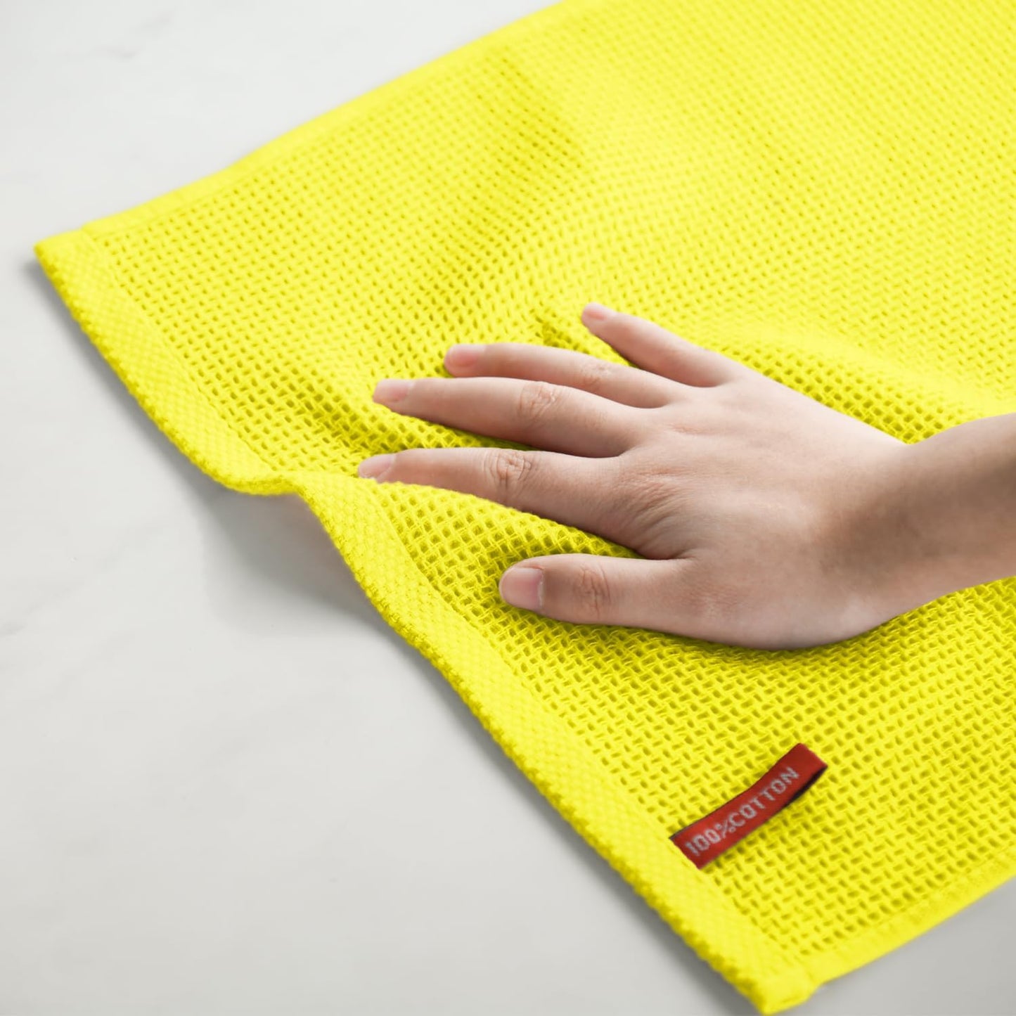 Artoid Mode 100% Cotton Lemon Yellow Waffle Weave Kitchen Dish Cloths, 12x12 Inch Ultra Soft Absorbent Quick Drying Kitchen Dish Towels Set of 6