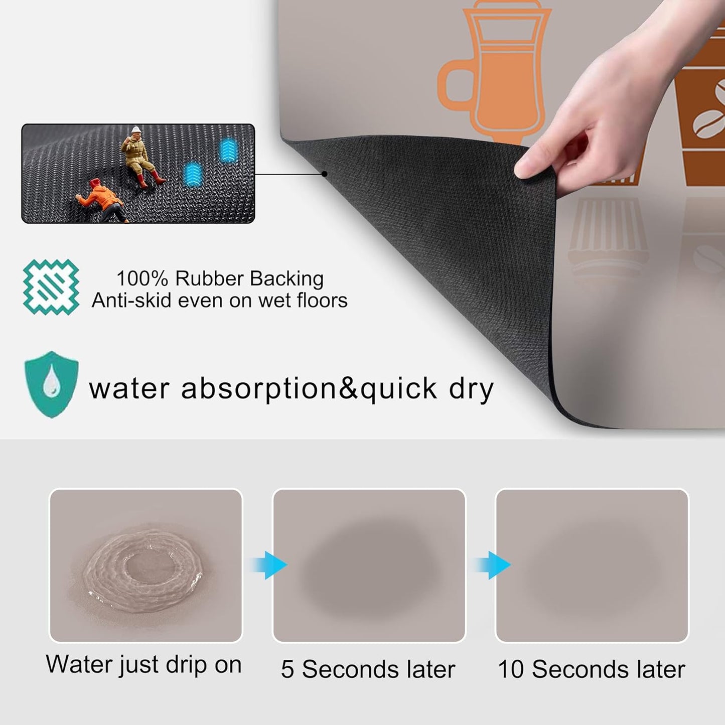 Golener Thick Counter Protector Absorbent Coffee Machine Spill Mat,Coffee Machine protector,Desk protector,Prevent Moving,Coffee Mat Placemats Under Any Drink Coffee,Tea