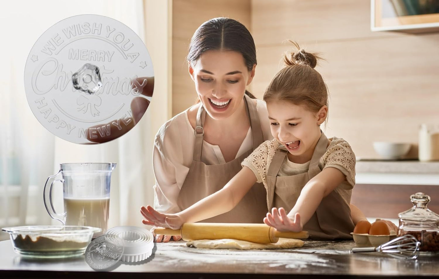 2025 Personalized Christmas Cookie Stamp Unique 3D Embossed Design Fun Tool for Baking Art (A-Merry Christmas Bow)