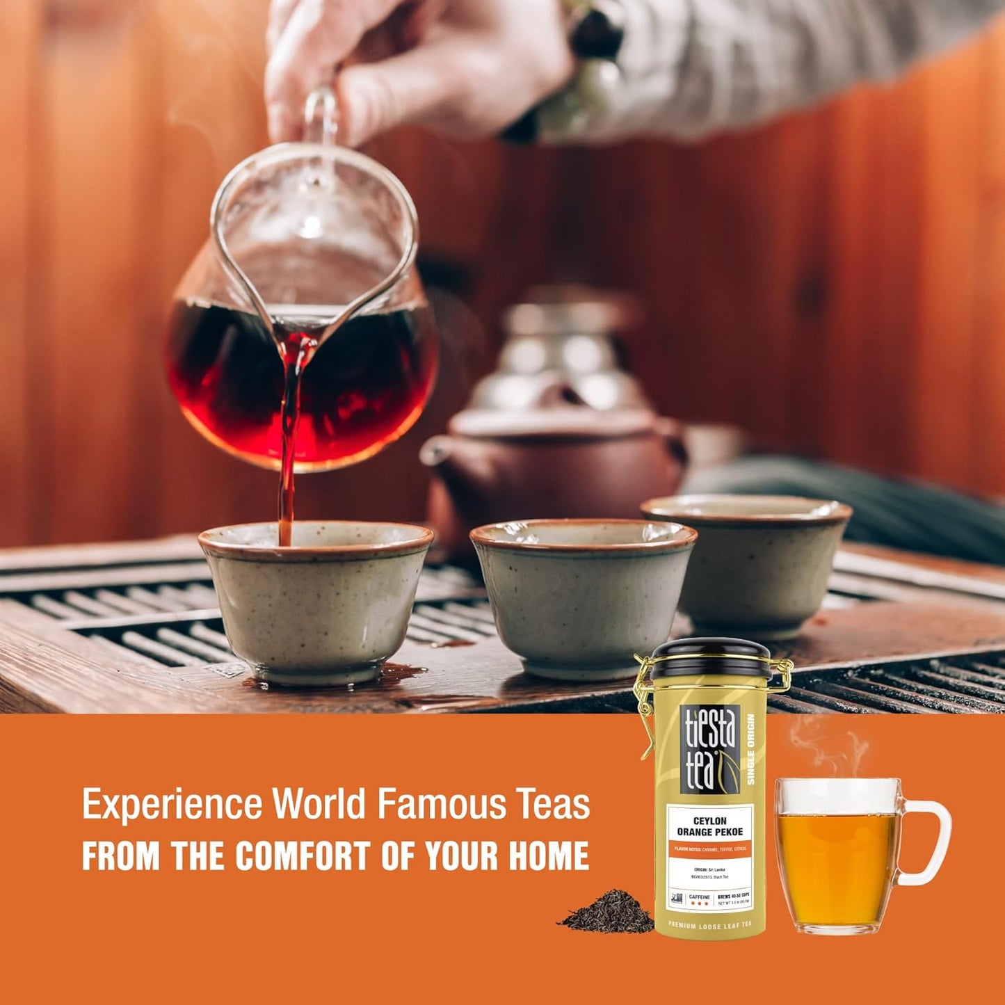 Tiesta Tea - Ceylon Orange Pekoe Black Tea, Loose Leaf, Single Origin Premium Black from Sri Lanka, Pure Unblended High Caffeinated, Hot or Iced Brew & Up to 50 Cups, 3oz Refillable Tin