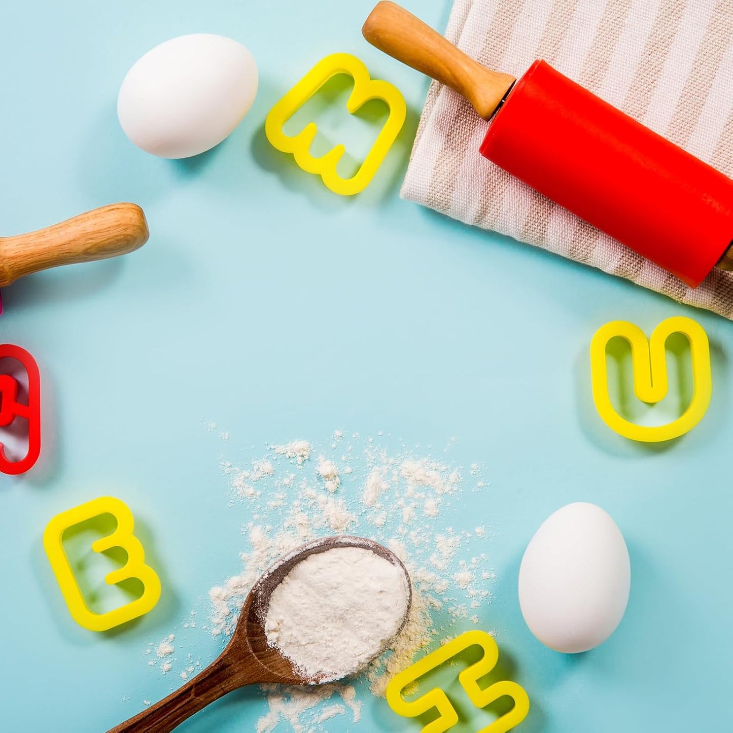 HARFINGTON Silicone Rolling Pins for Baking 17 Inch Wooden Handle Non Stick Rolling Pin Small Roller Play Dough Rolling Pins for Dough Pizza Pastry Fondant Kitchen Baking, Pink