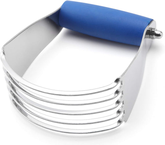 Spring Chef Medium Size Dough Blender For Baking, Dough Cutter Tool, Stainless Steel Puff Pastry Cutter Tool with Soft Grip Handle, Dishwasher Safe Pastry Blender for Easy Mixing - Sapphire