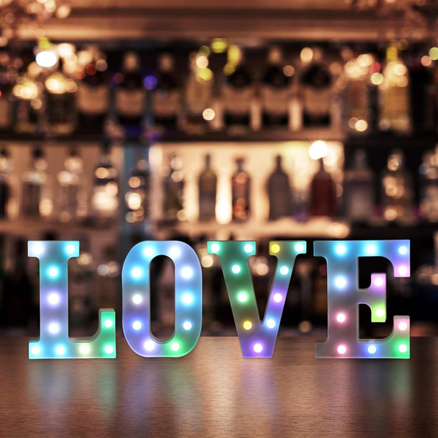 Foaky Colorful LED Letter Lights with Remote,Marquee Light Up Letters Sign for Night Light Wedding/Birthday Party Battery Powered Christmas Lamp Home Bar Decoration(D)