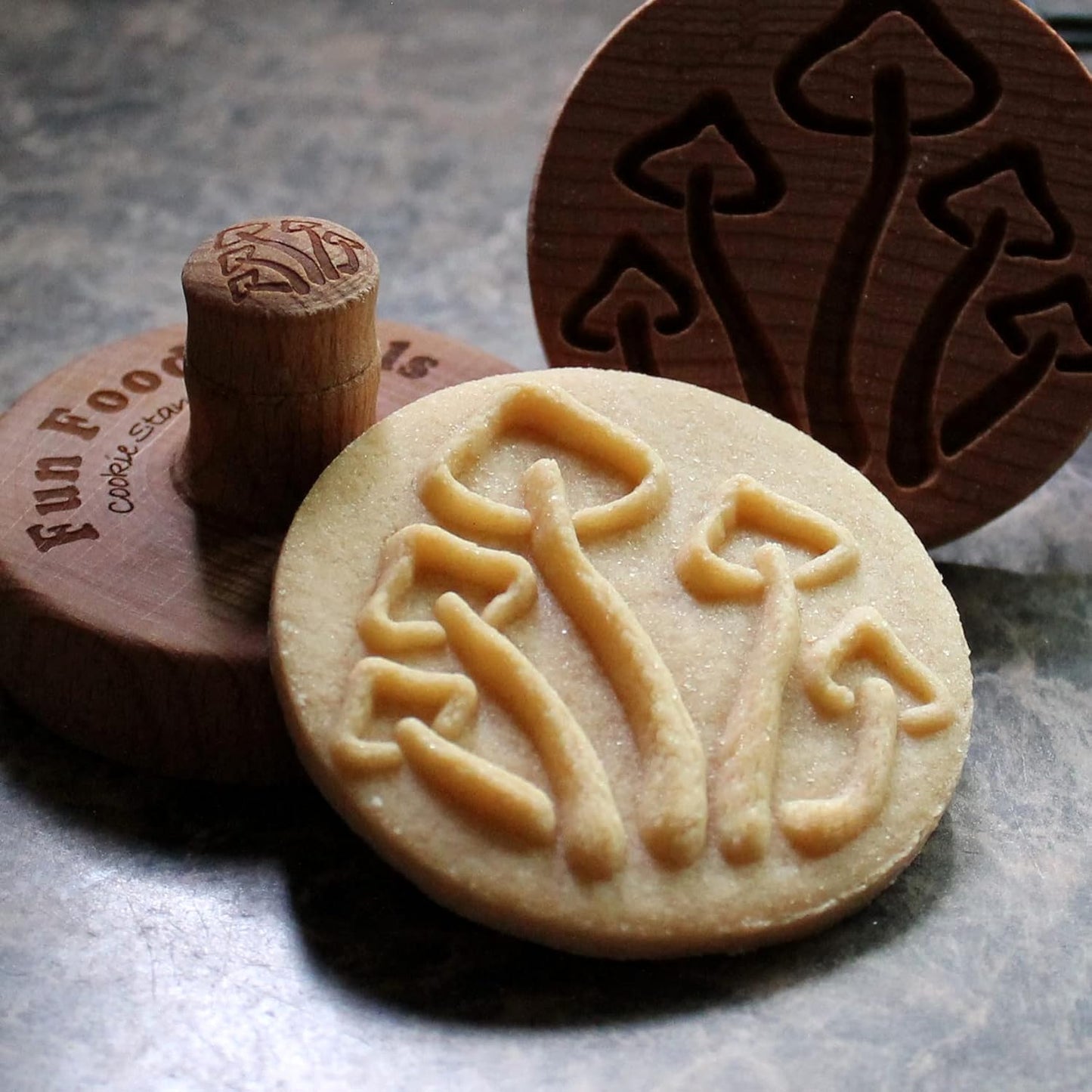 Wood Cookie Stamp, 2.5 Inch (Mushrooms CS-066)