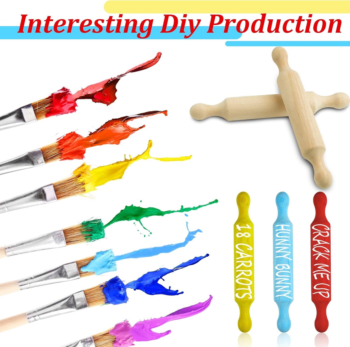 Suclain 30 Pcs Wooden Mini Rolling Pin Long Kitchen Baking Small Dough Rolling Pin for Children Fondant Pastry Pizza Crafting and Imaginative Play for Halloween and Christmas Presents (6 Inches)