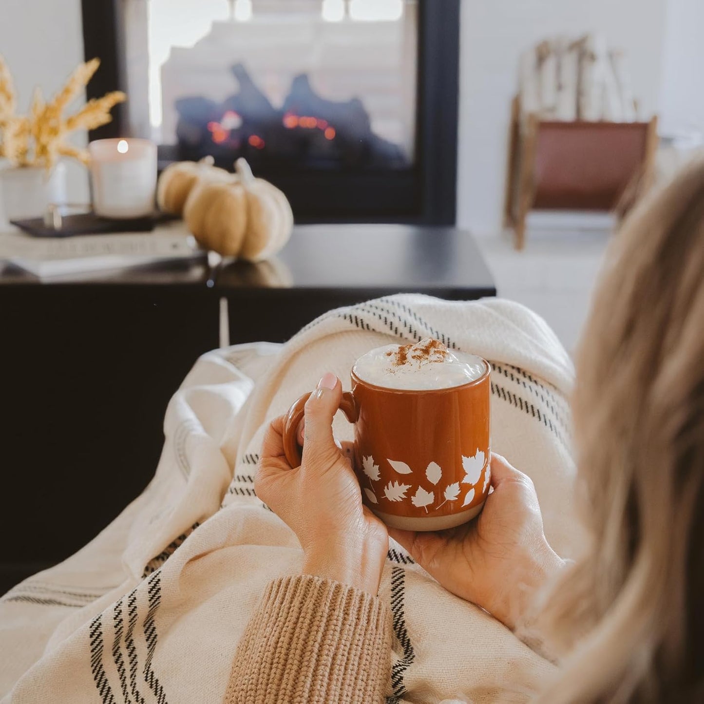 Sweet Water Decor Fall Mug Handcrafted Stoneware Coffee Mug with Autumn Leaves Design - Cozy and Stylish Fall Coffee Mugs - Unique Durable Fall Mugs for Autumn - Perfect Fall Mug for Gifting