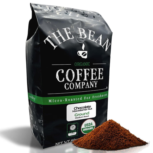 The Bean Organic Coffee Company Chocolate Macadamia Nut, Medium Roast, Ground Coffee, 5-Pound Bag, Café molido tostado orgánico