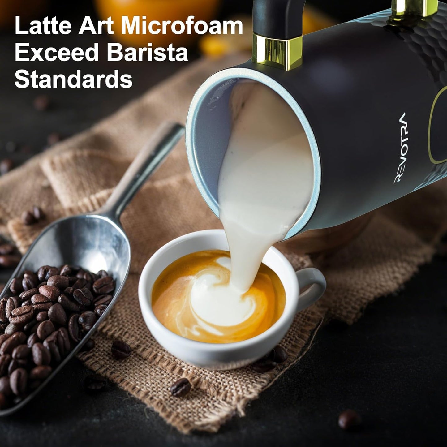 Milk Frother, 4-in-1 Electric Foam Maker with Touchscreen & Temp Display, Hot & Cold Milk Steamer with Non-Stick Coating, Silent Operation for Coffee, Latte, Cappuccino, Matcha, Hot Chocolate