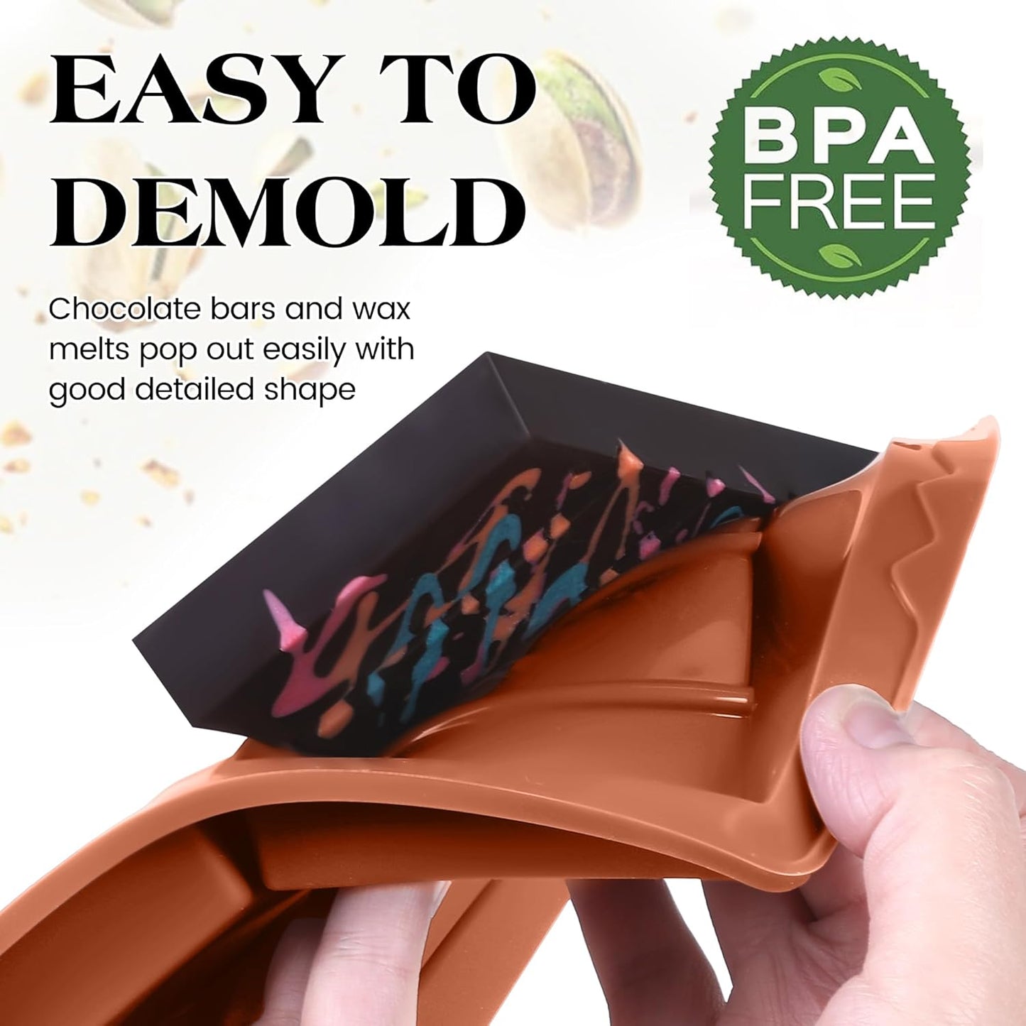 2 Pcs Chocolate Bar Mold Deep Large Chocolate Molds Silicone Break Apart Thick Silicone Molds for Candy Bar (5 Snap）