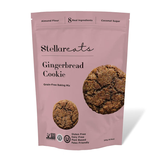 Stellar Eats Grain-Free Gingerbread Cookie Baking Mix | Gluten-Free, Dairy-Free, Plant-Based, Paleo-Friendly | Sweetened with Coconut Sugar | Almond Flour-Based | Non-GMO, Kosher | 8.5 oz | 1 Pack