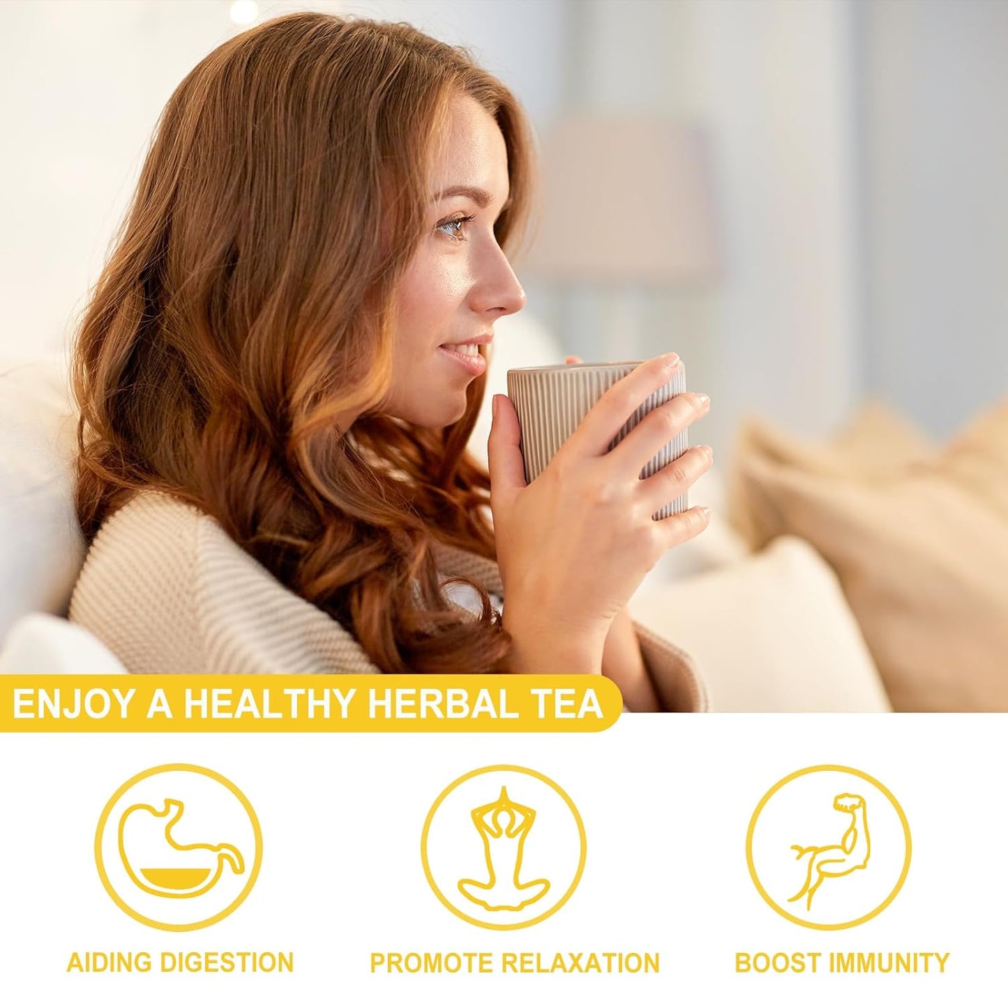 FullChea - Chamomile Tea bags, 50 Teabags - Pure & Natural Chamomile Flower Herbal Tea for Relaxation - Non-GMO - Caffeine-free - Support Digestion & Boost Immune System