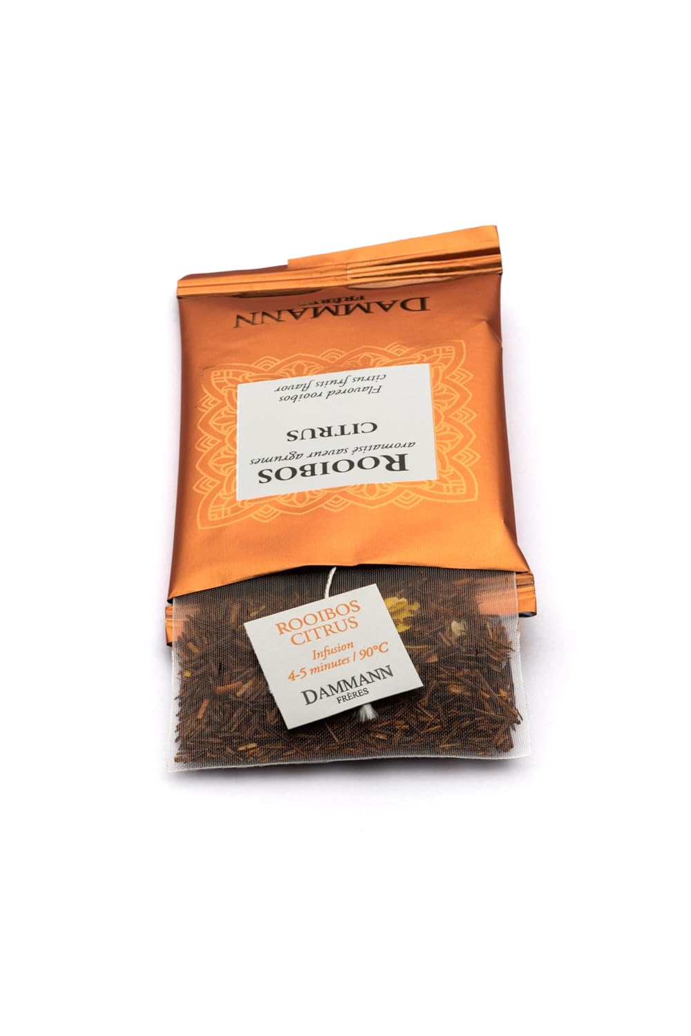 Dammann Freres Sachets, Rooibos Citrus Tea Bags, Premium Gourmet French Tea, Blend Lemon, Clementine, and Orange Flavors, Individually Wrapped, 24 Count (Single Pack)