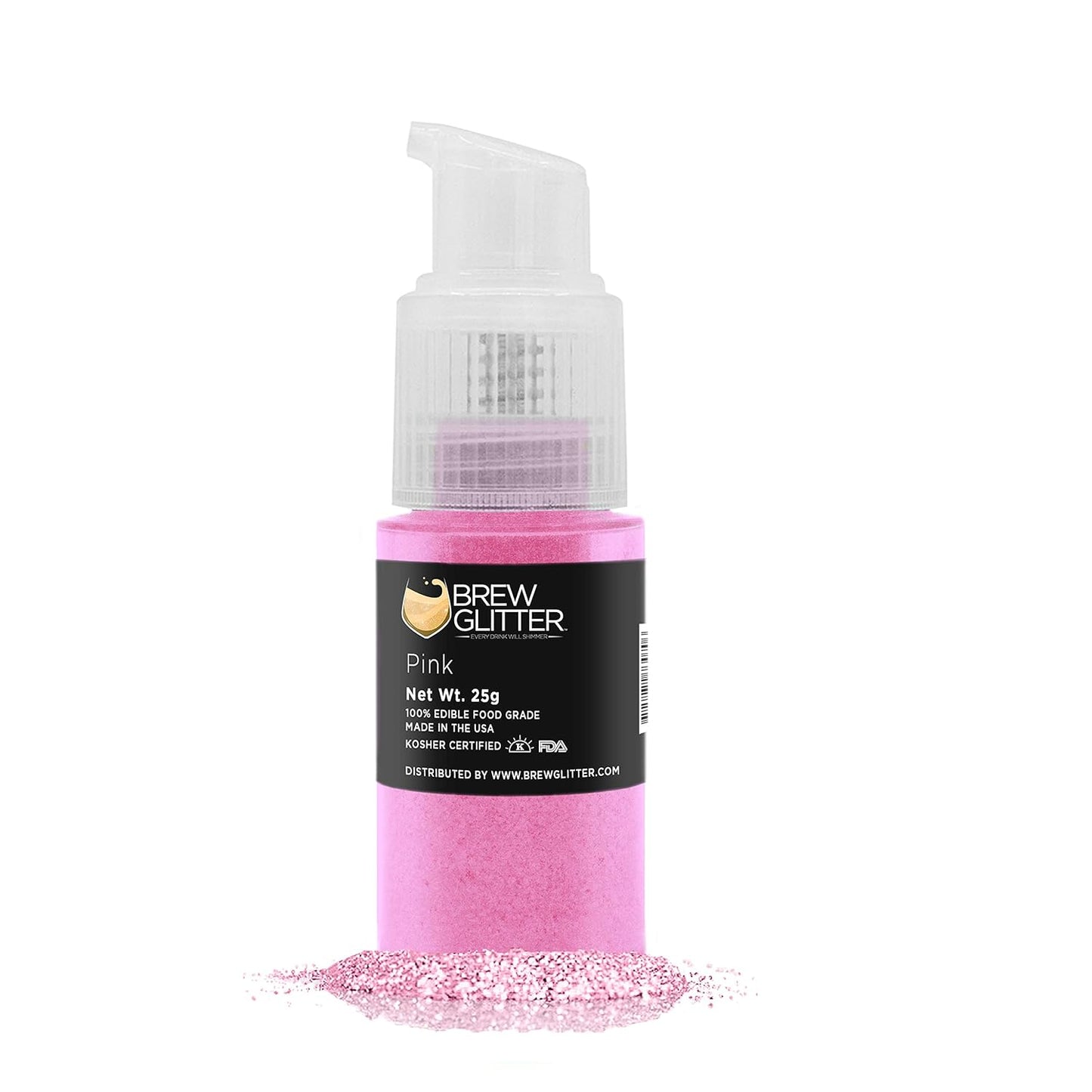 Brew Glitter - Pink (25g 1x Pump) 100% Edible Glitter For Drinks, Cocktails, Beer & Beverages