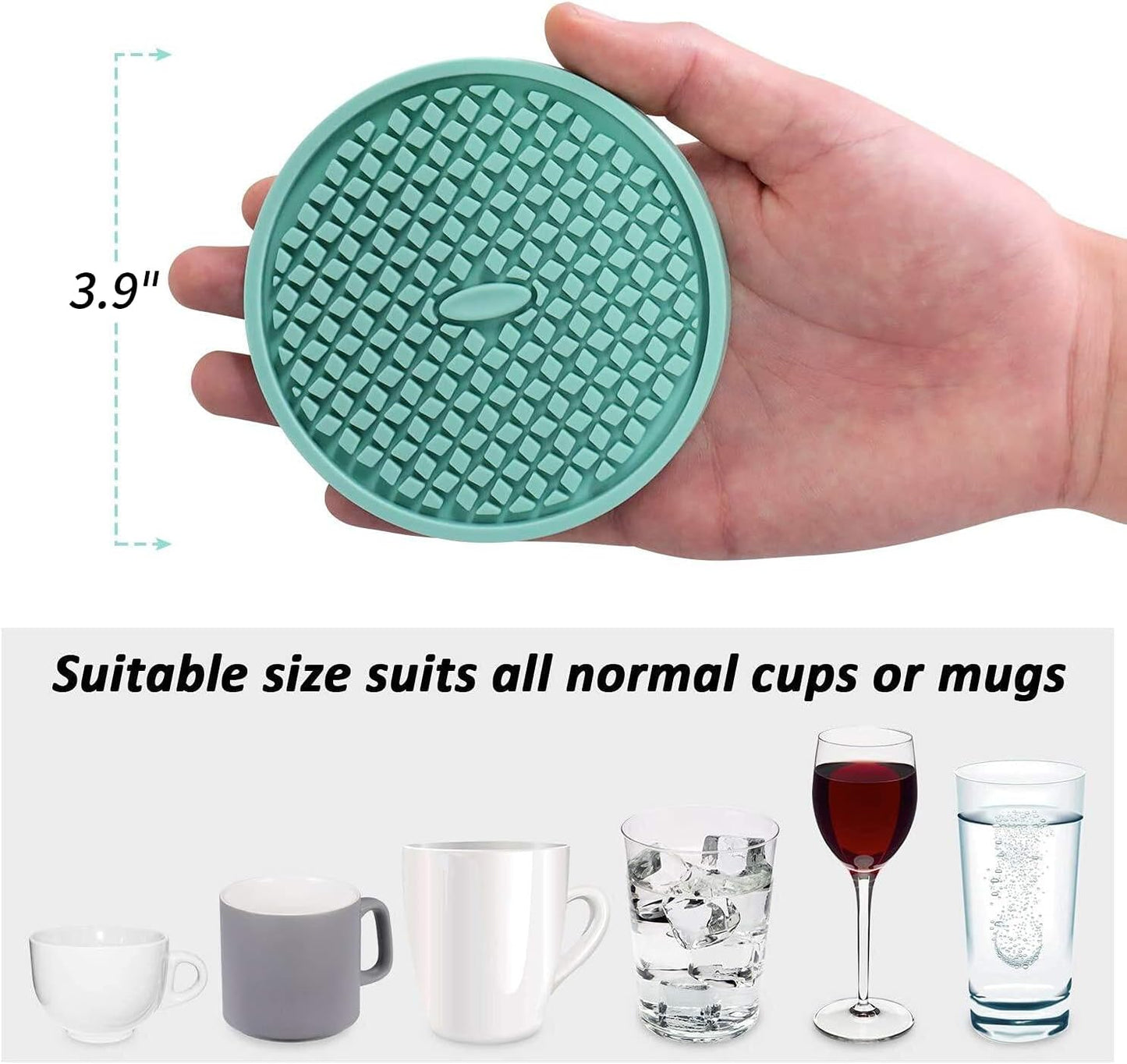 ME.FAN Silicone Coasters [6 Pack] Thickened Drink Coasters with Holder - Cup Mat - Non-Slip, Non-stick, Stay Put, Deep Tray - Prevents Furniture and Tabletop Damages(Orange)