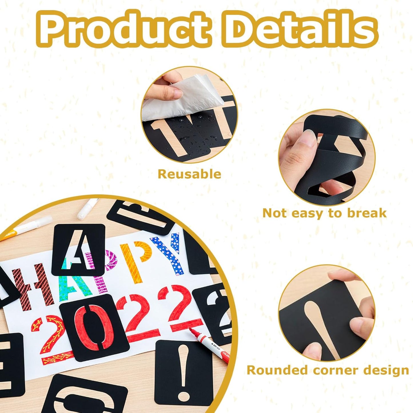 42 Pcs 3 Inch Letter Stencils,for Crafts Reusable,Letter Stencils 3 Inch,for Painting,for Painting On Wood, Wall, Fabric, Rock, Sign, DIY Art Projects