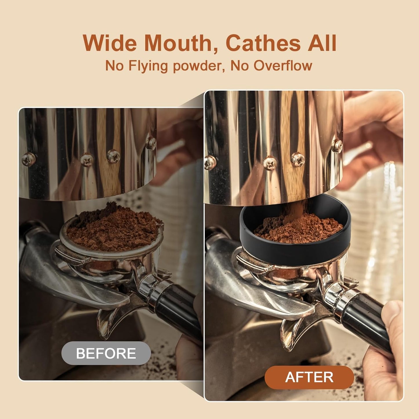 49MM Espresso Dosing Funnel With Magnetic Coffee Ring, Powder Ring Dispenser Doser for Portafilter Accessory, Espresso Distribution Tool, Coffee Tamping Manual Coffee Making Tool (Black)