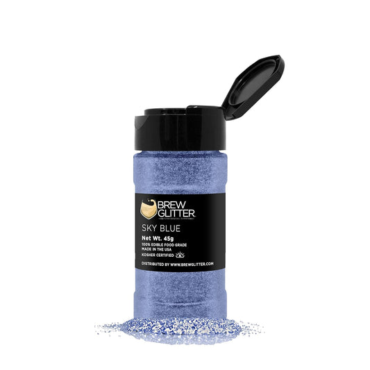 Sky Blue BREW GLITTER Edible Glitter For Drinks, Cocktails, Beer, Garnish Glitter & Beverages | KOSHER & HALAL Certified | 100% Edible & Food Grade | Vegan, Gluten, Nut Free (45g Shaker, Sky Blue)
