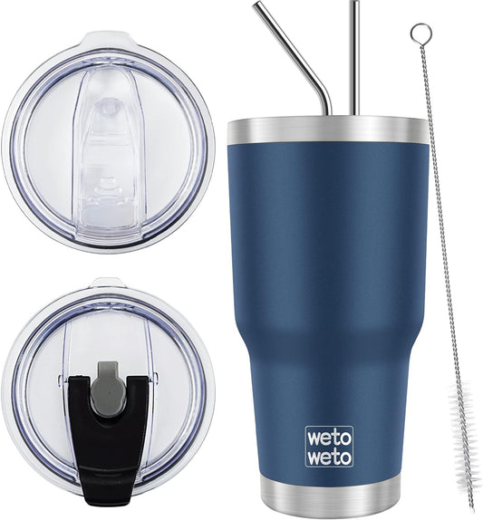 WETOWETO 30 oz Tumbler Stainless Steel Vacuum Insulated Coffee Cup Double Wall Vacuum Coffee Cup Thermal Cups for Hot and Cold drinks, Suitable for Beach, Travel (Navy Blue, 1 Pack)