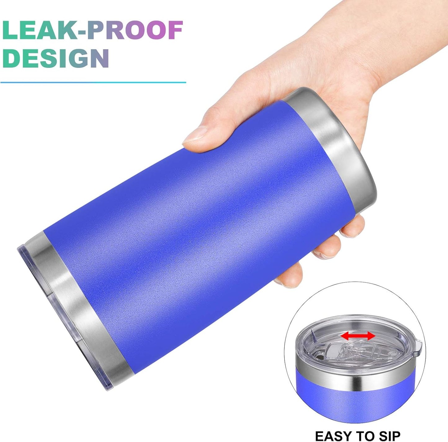 VEGOND 20oz Tumbler with Lid and Straw Stainless Steel Tumbler Cup Bulk Vacuum Insulated Double Wall Travel Coffee Mug Powder Coated Coffee Cup (Bluish Violet 6 Pack)