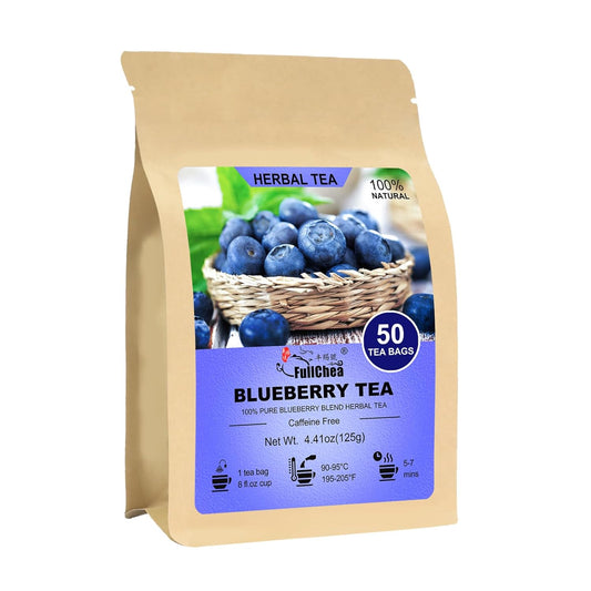 FullChea - Blueberry Tea Bags, 50 Teabags - Premium Blueberry Blend Herbal Tea - Harmonious Mix of Blueberries, Hibiscus, Raisins, Mint Leaves - Rich in Natural Goodness, Delightful Taste