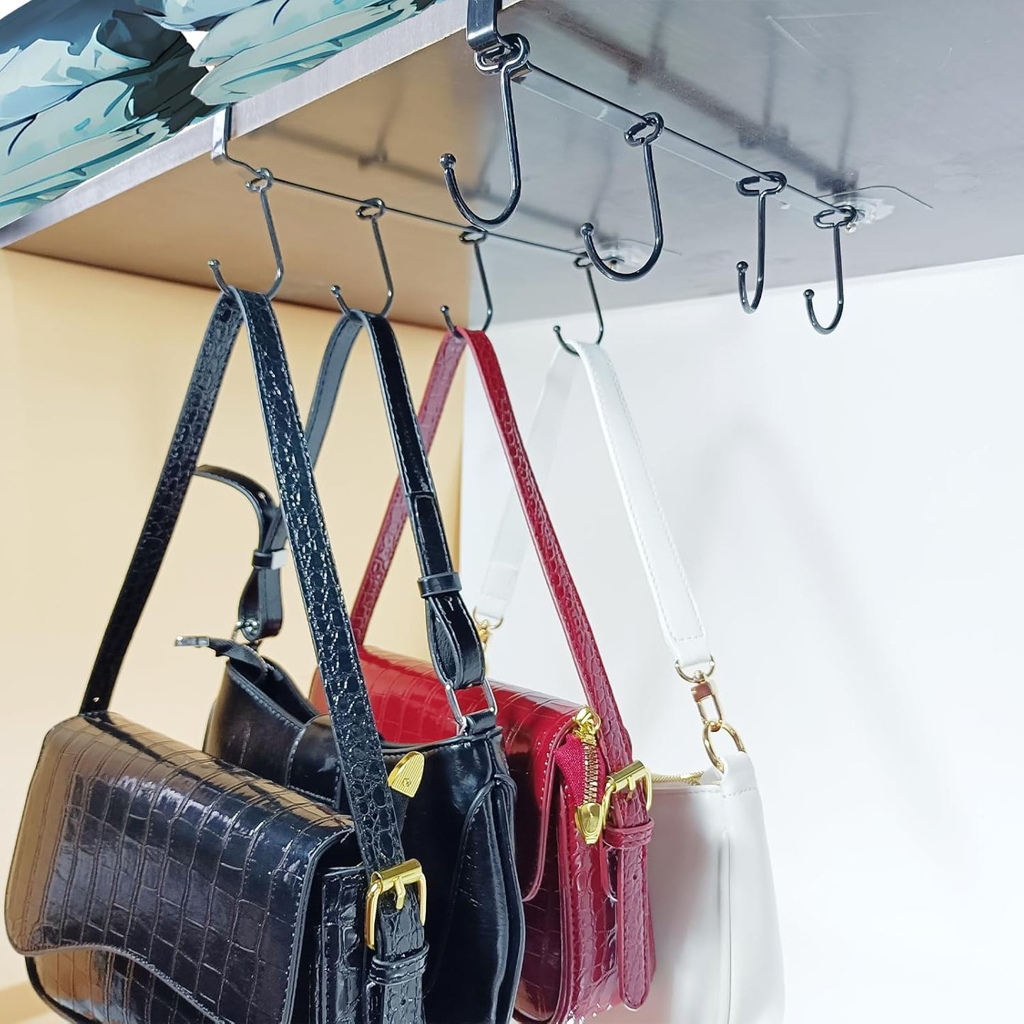 Adjustable Mug Hooks - Secure & Sturdy-Designed for Ease of Use & Durability-Ideal for Kitchens & Pantry Storage-Black Finish for a Sleek & Modern Look