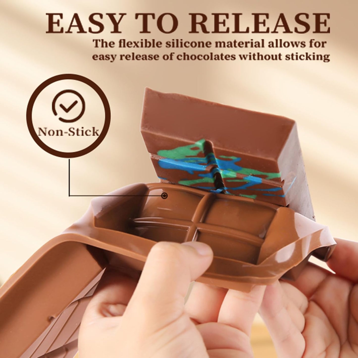 1 Inch Deep Chocolate Bar Mold, 3 Cavity Large Dubai Chocolate Molds, Thick Candy Bar Mould for Filling（2 Packs）