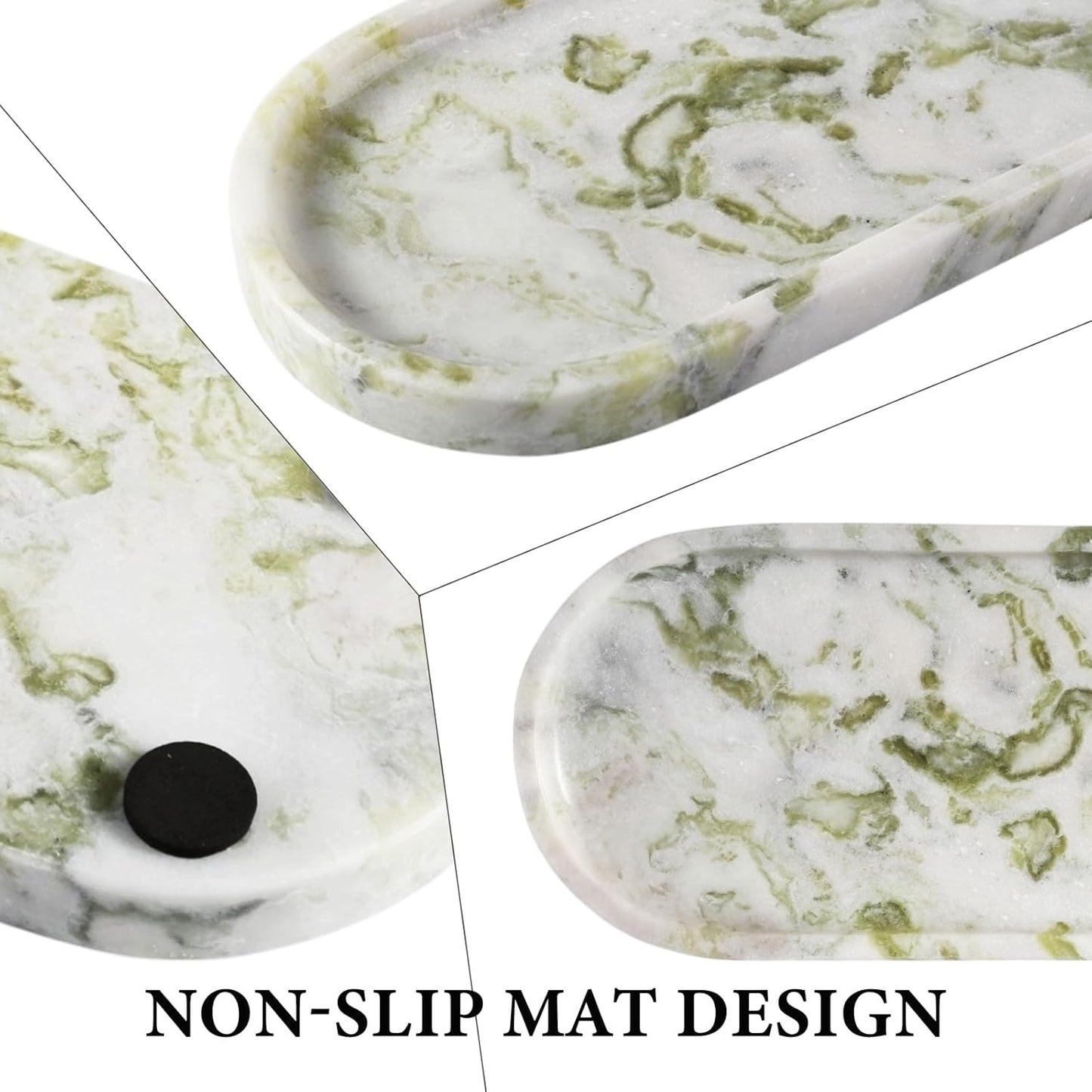 Koville Marble Vanity Tray for Bathroom Countertop, Green Marble Bathroom Tray Perfume Trays for Dresser, Stone Jewelry Dish Stone Trays for Kitchen Counter, Candle Holder for Home Decor