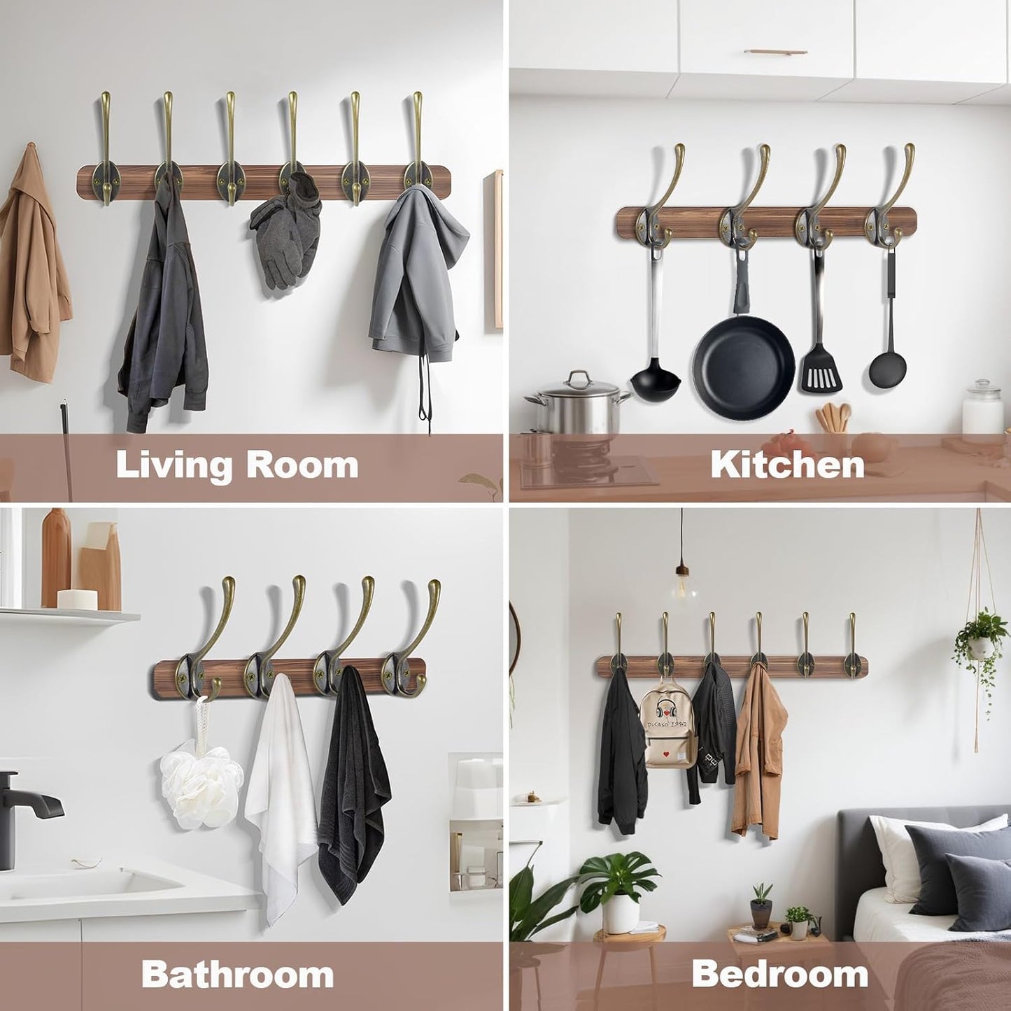 Wall Hooks for Hanging, 20-Pack Heavy Duty Metal Coat Hooks, for Living Room, Bathroom, Kitchen, Bedroom for Towel, Hat, Key, Closet, Bag (Bronze)